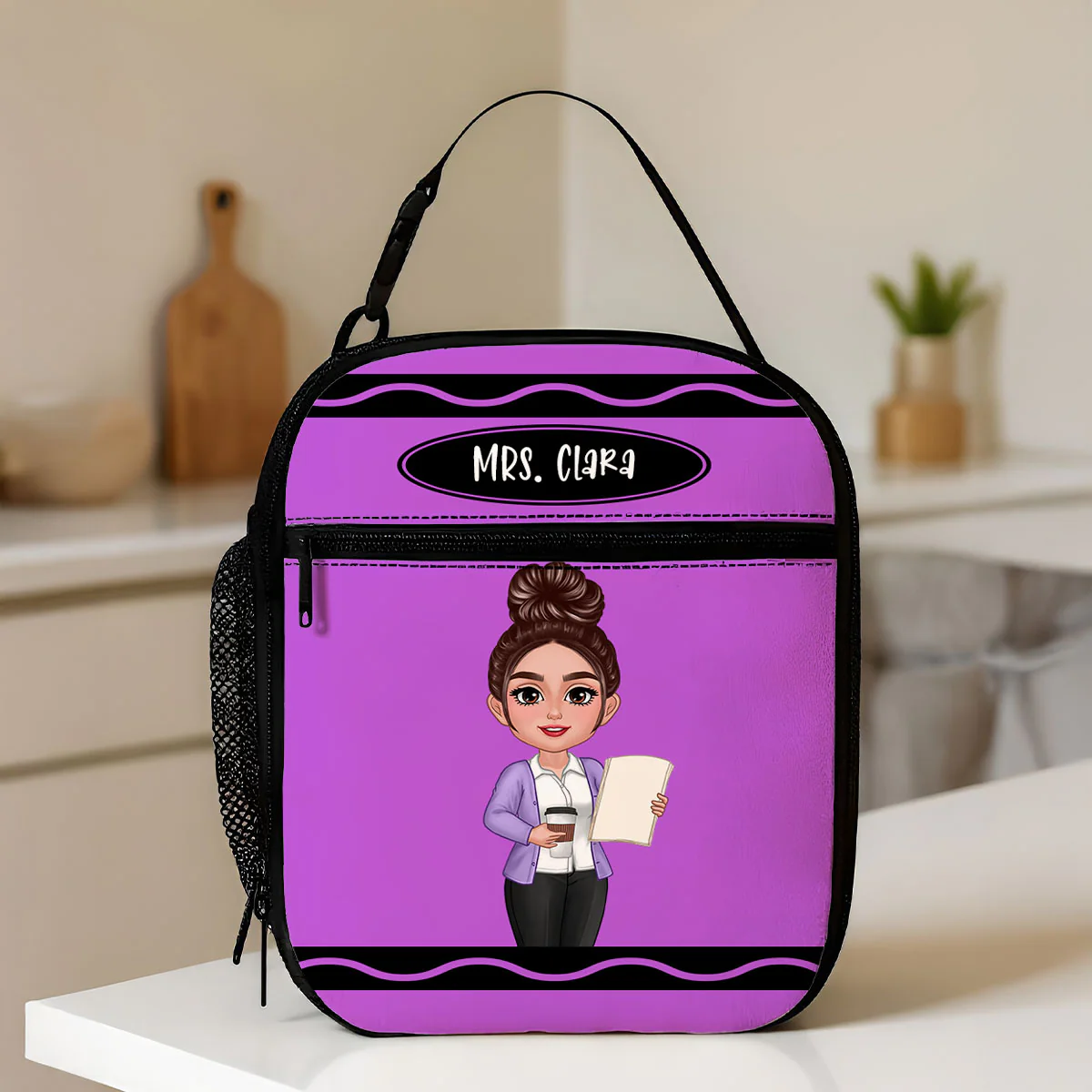 Teacher Crayon Personalized Insulated Lunch Bag, Back To School Gift For Teacher