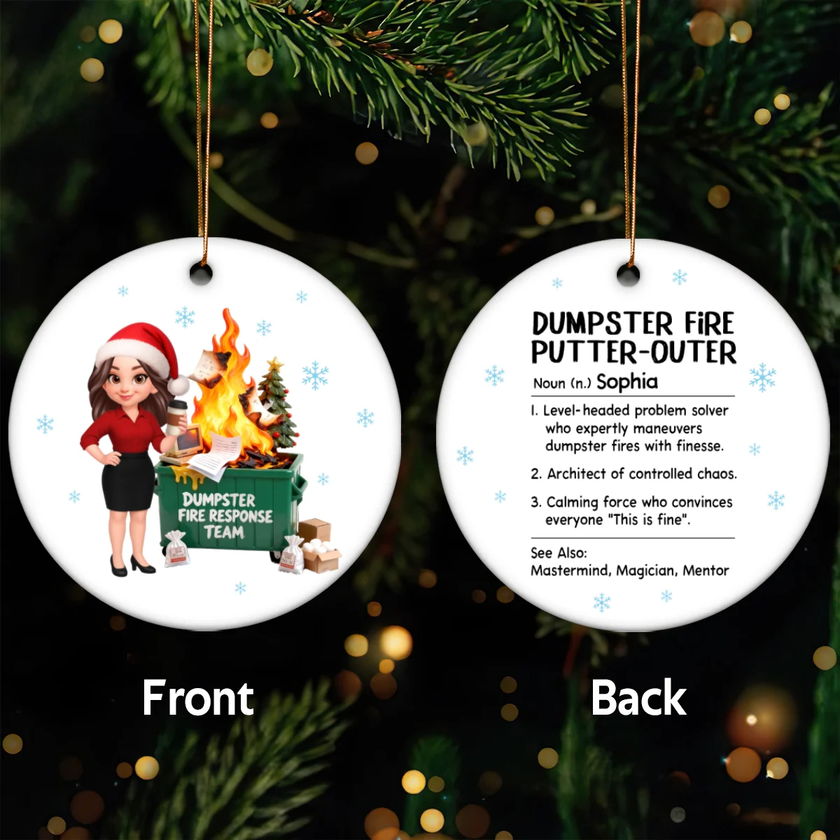 Dumpster Fire Putter-Outer Definition - Personalized Ceramic Ornament - Funny Gift For Coworkers, Boss, Supervisor