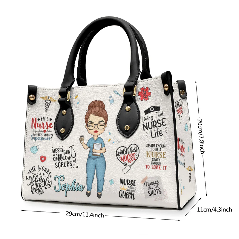 You Are Our Angels In Scrubs - Nurse Personalized Custom Leather Handbag - Appreciation, Thank You Gift, Nurse Life, Doctor Life