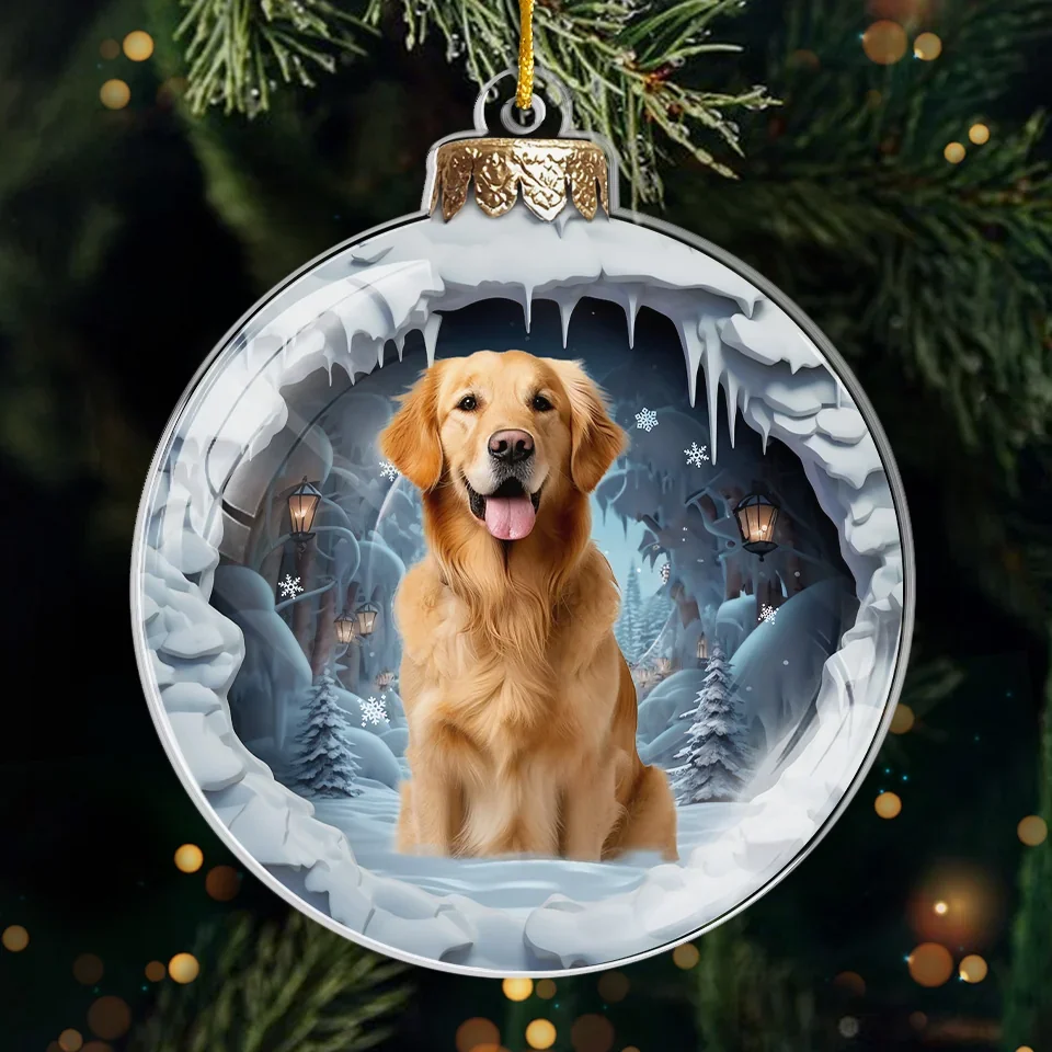 Custom Photo Santa Paws Is Coming To Town - Dog & Cat Personalized Custom Ornament - Acrylic Custom Shaped - Christmas Gift For Pet Owners, Pet Lovers