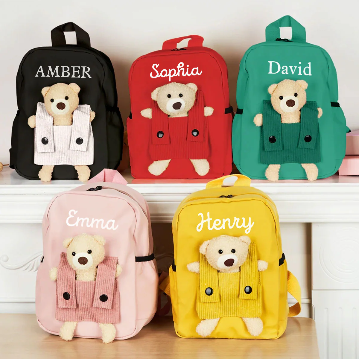 Cute Teddy Bear Nursery Backpack School Bag with Printed Kid’s Name, Back to School Gift for Kids