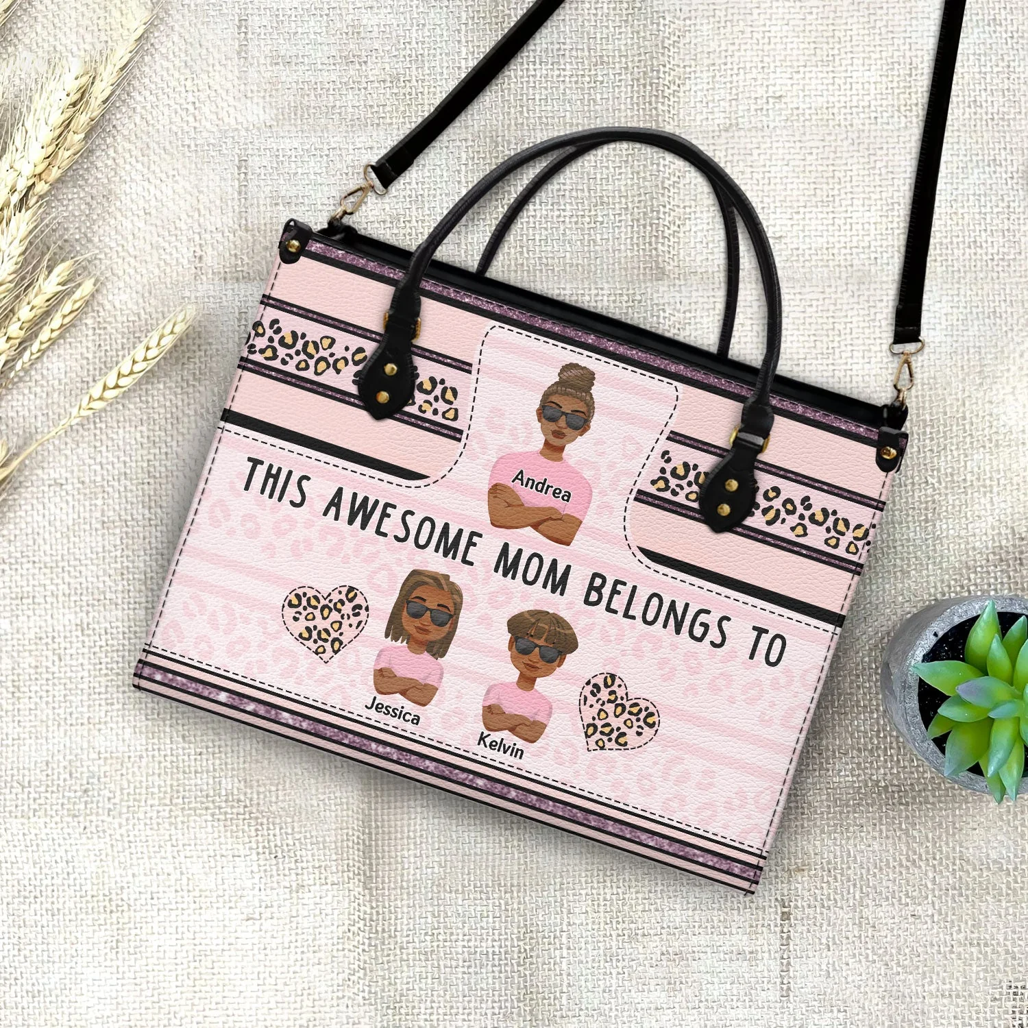 This Awesome Mom Belongs To - Gift For Mother - Personalized Leather Bag