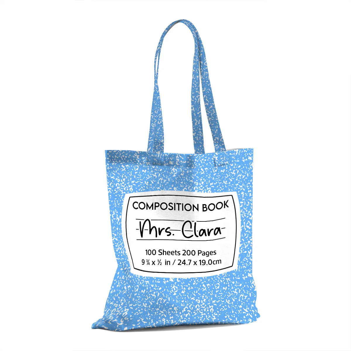 Teacher Colorful Composition Book Pattern Personalized Tote Bag, Back To School Gift For Teacher