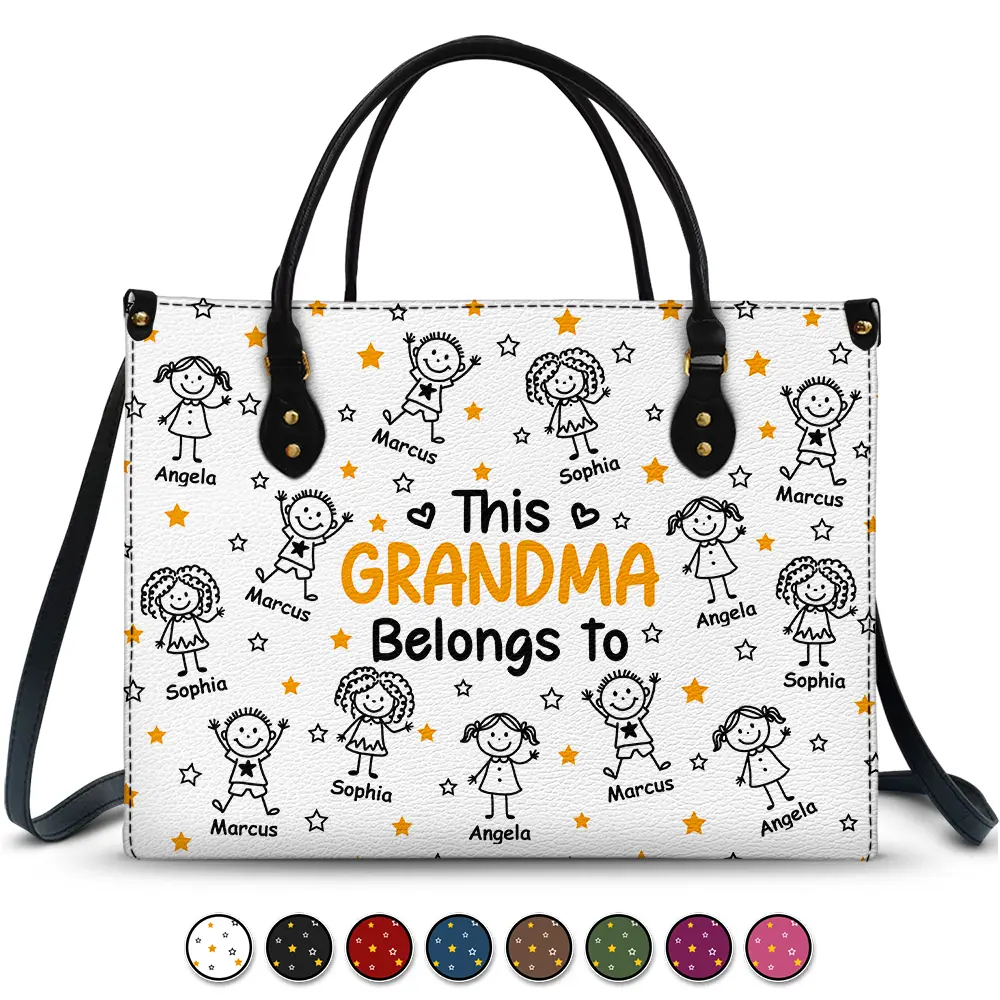 This Grandma Mom Belongs To Kids Pet - Personalized Leather Bag