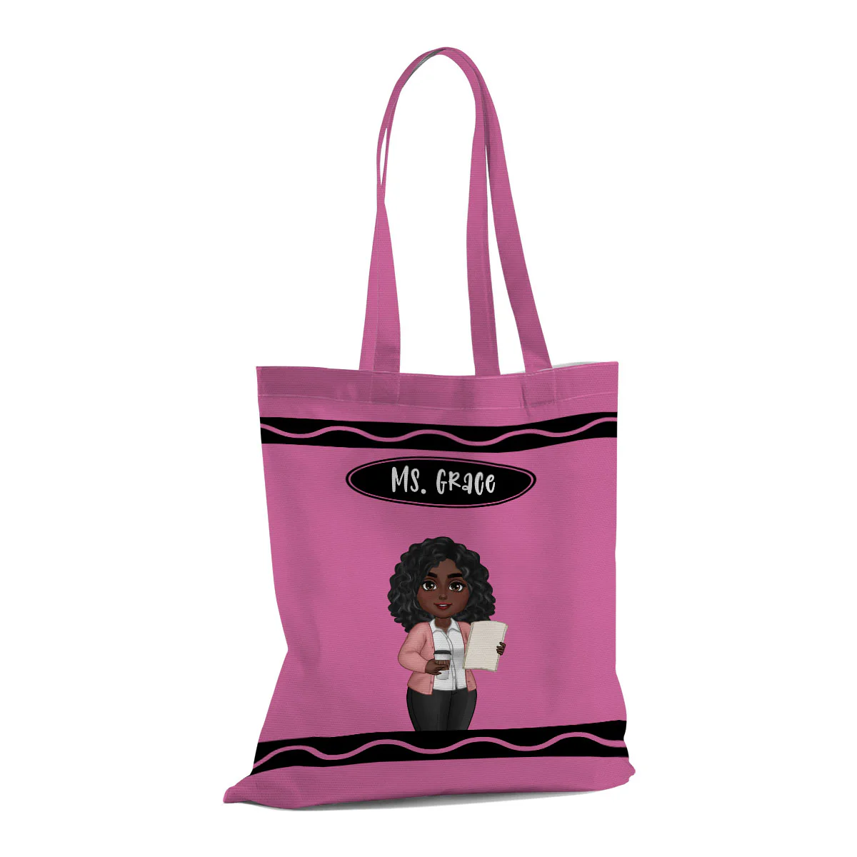Teacher Crayon Personalized Tote Bag, Back To School Gift For Teacher