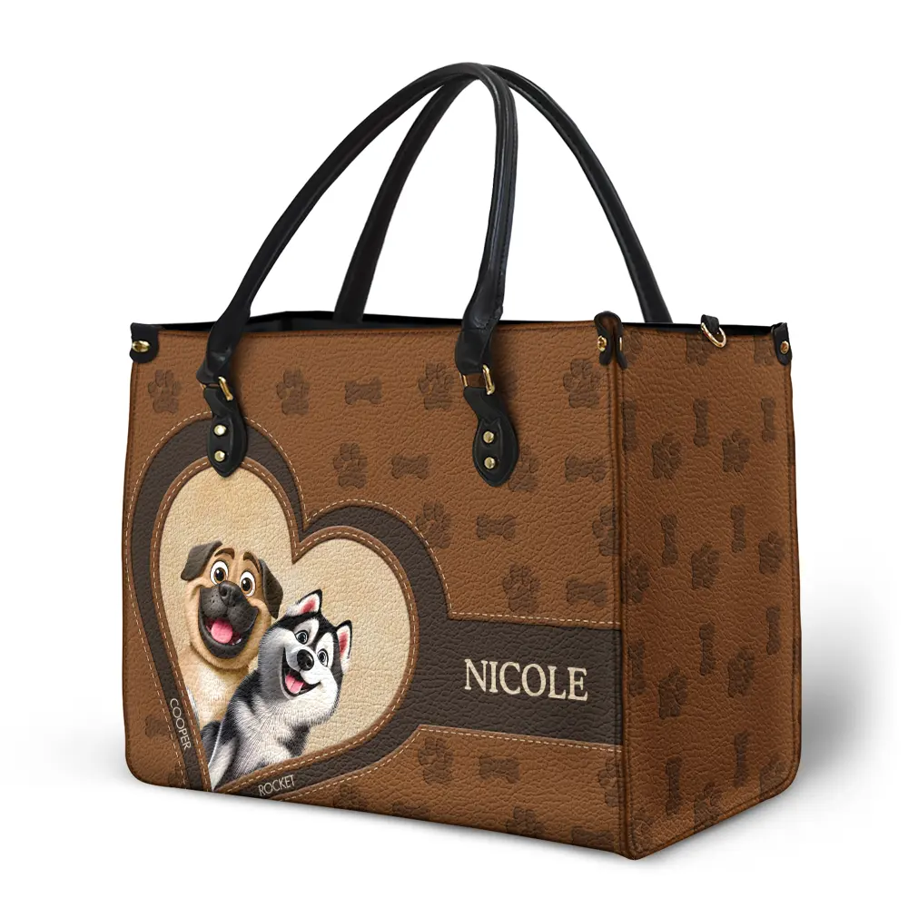 Dog Mom 3D Cute Effect Dog - Personalized Leather Bag