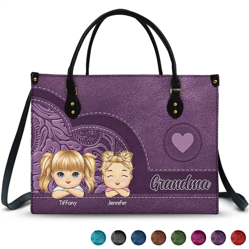 Grandma Mom Aesthetic Pattern - Personalized Leather Bag