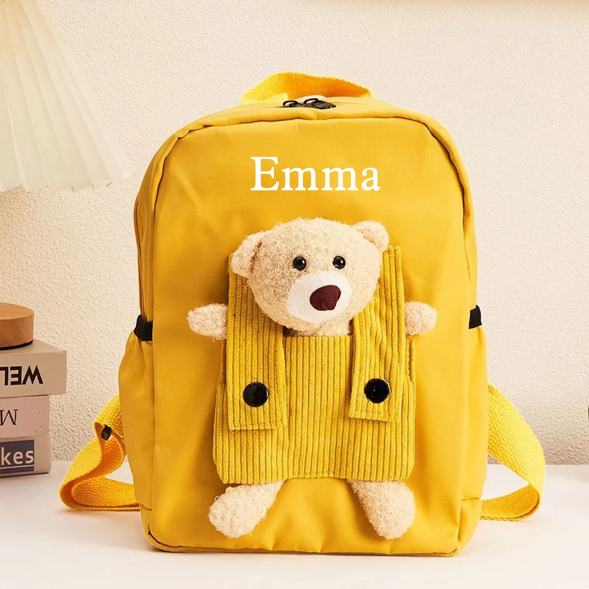 Cute Teddy Bear Nursery Backpack School Bag with Printed Kid’s Name, Back to School Gift for Kids