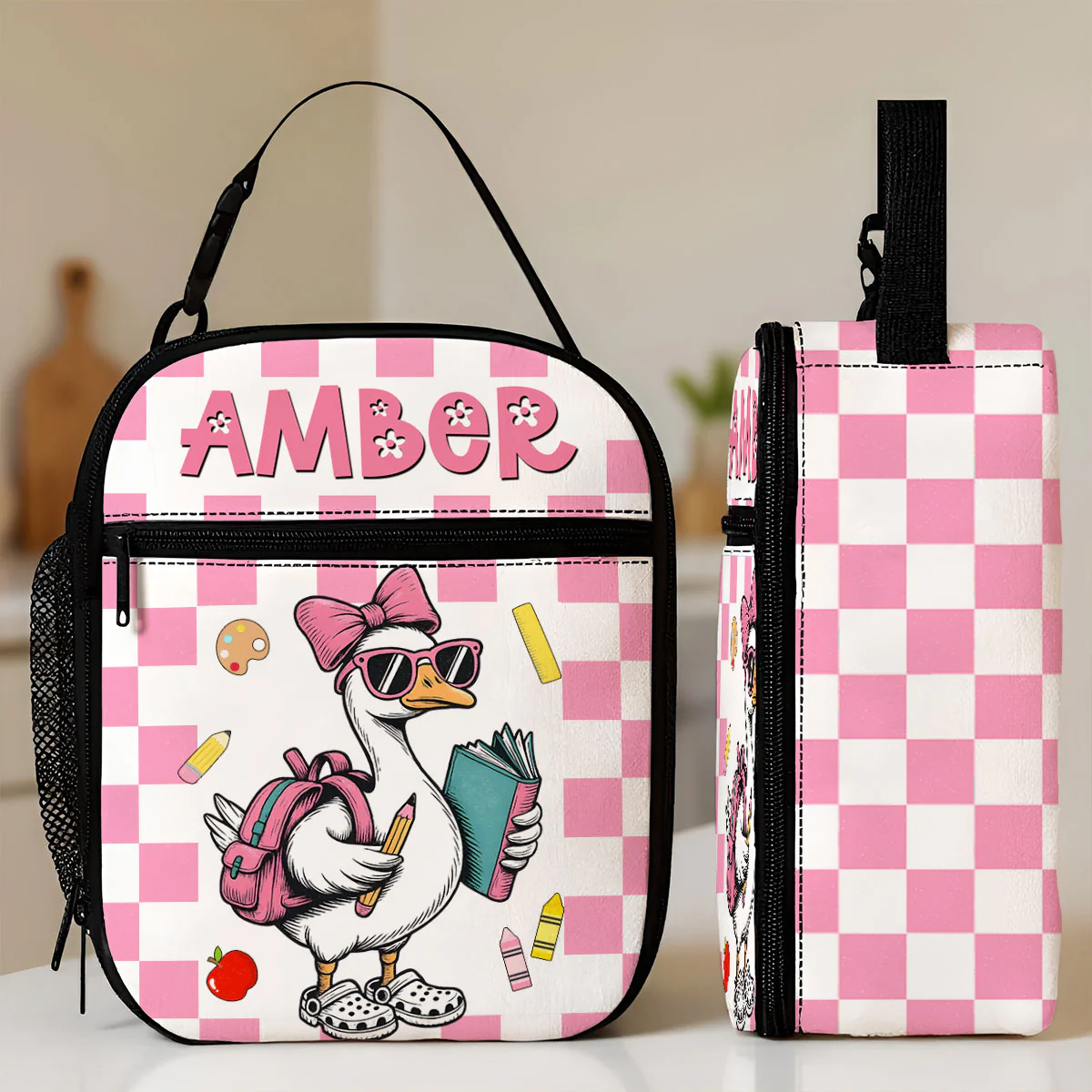 Back to School Goose Personalized Insulated Lunch Bag for Boy Girl