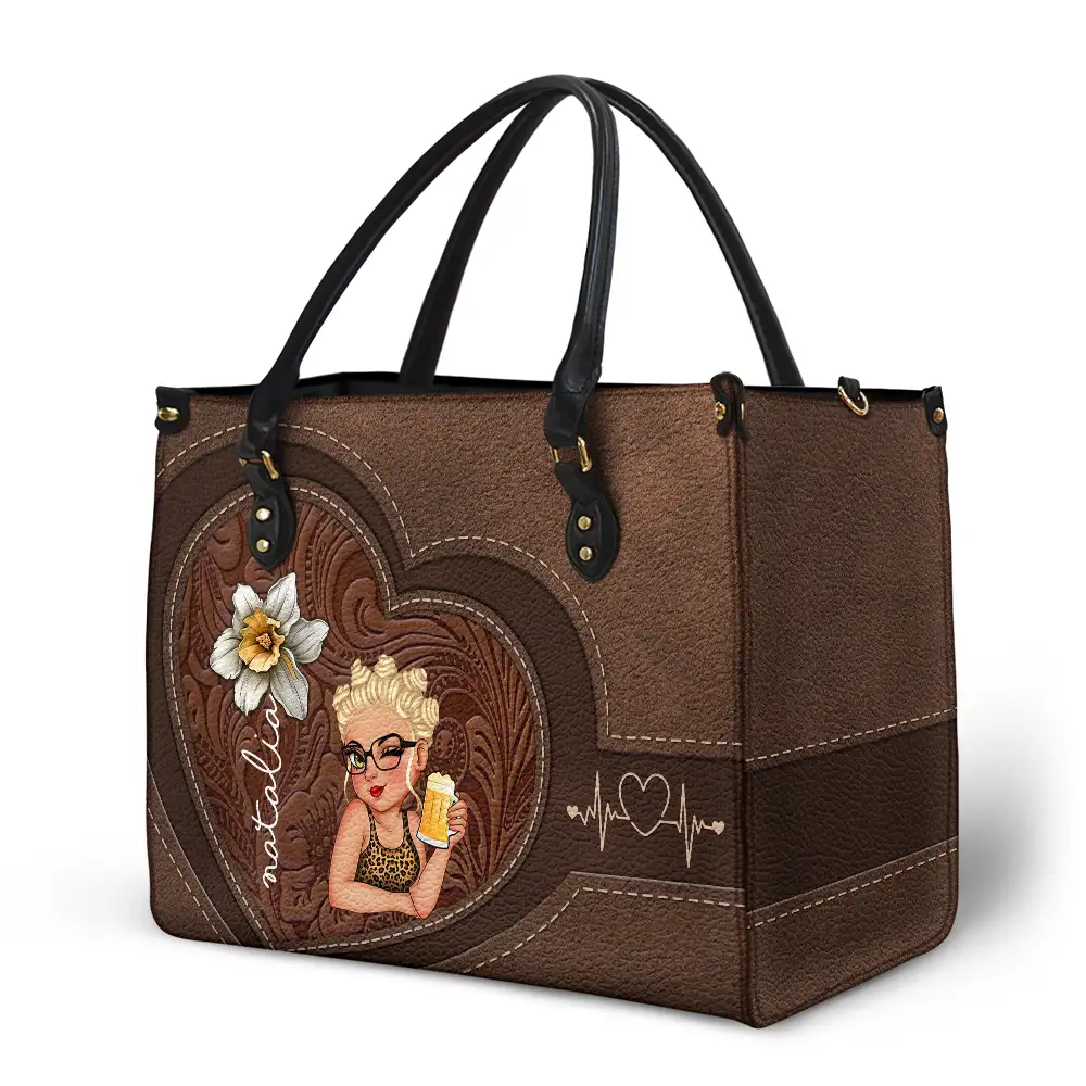 Birth Flowers Bloom Where You're Planted Woman Mom Grandma - Personalized Leather Bag