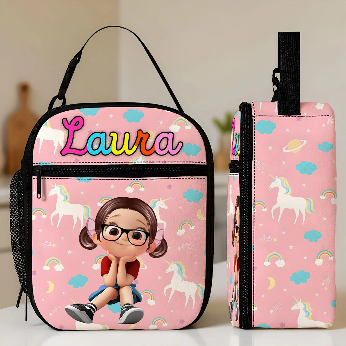 Personalized Insulated Kid Lunch Bag, Back to School Meal Tote Kit for Girls, Boys