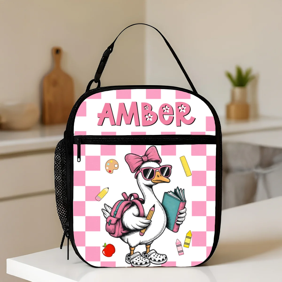 Back to School Goose Personalized Insulated Lunch Bag for Boy Girl