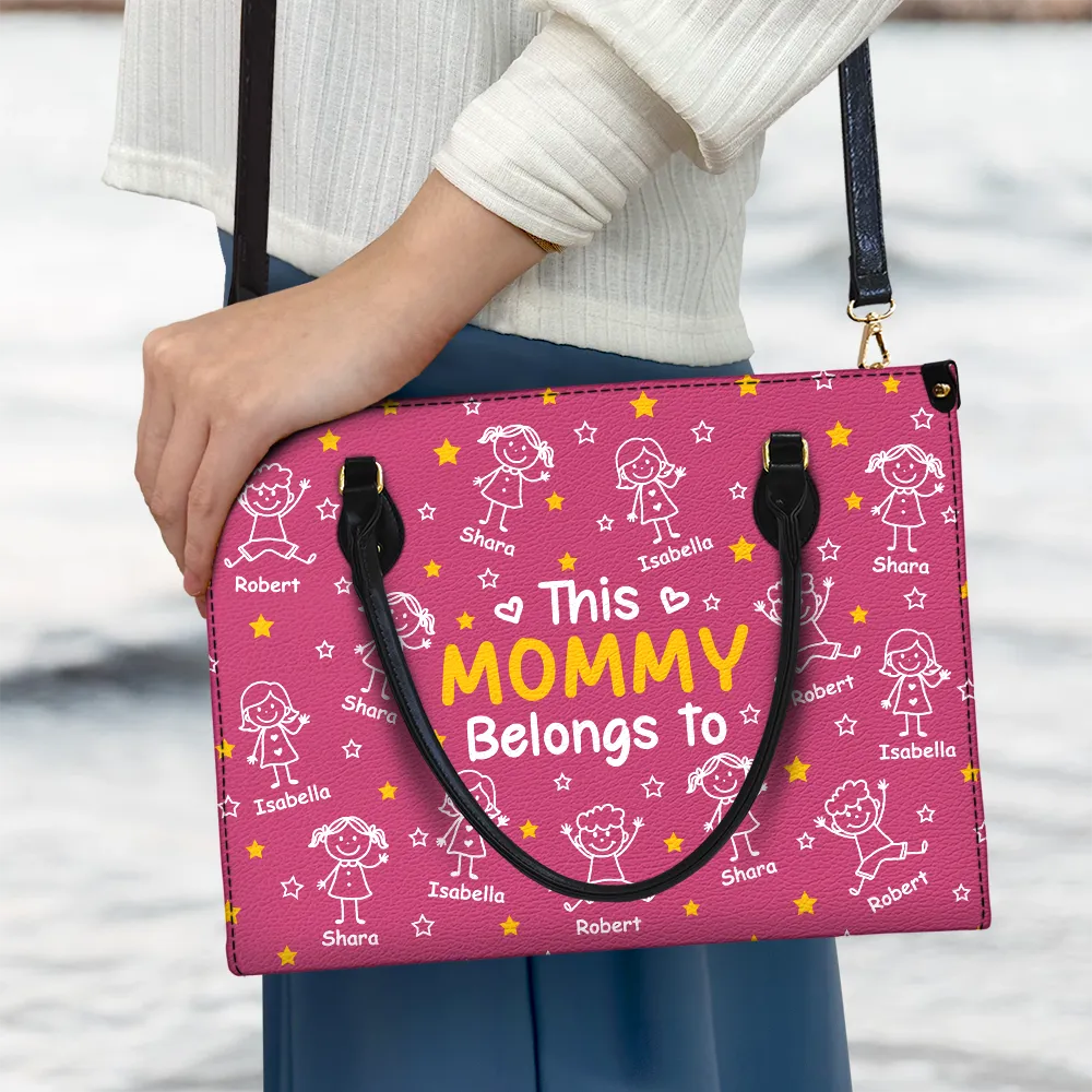 This Grandma Mom Belongs To Kids Pet - Personalized Leather Bag