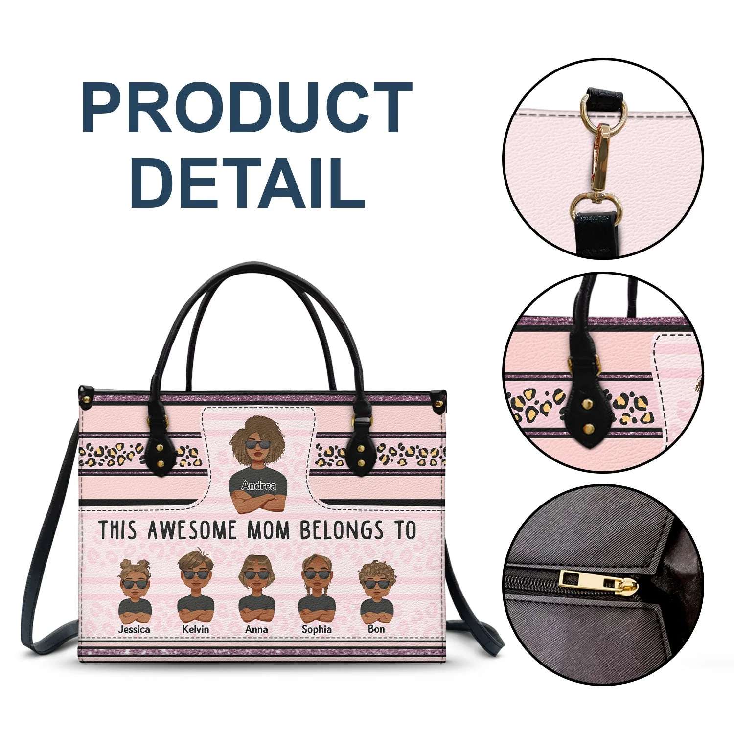 This Awesome Mom Belongs To - Gift For Mother - Personalized Leather Bag