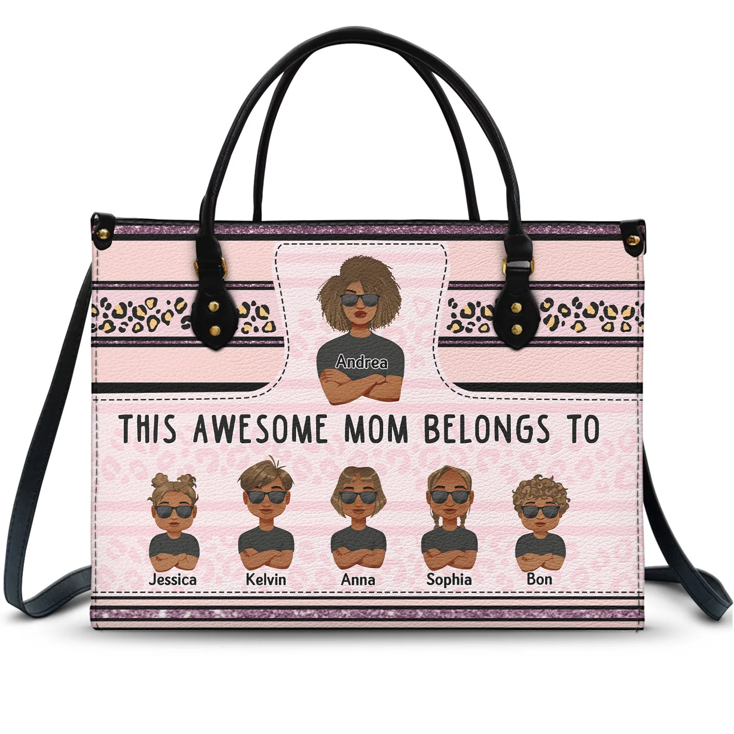 This Awesome Mom Belongs To - Gift For Mother - Personalized Leather Bag