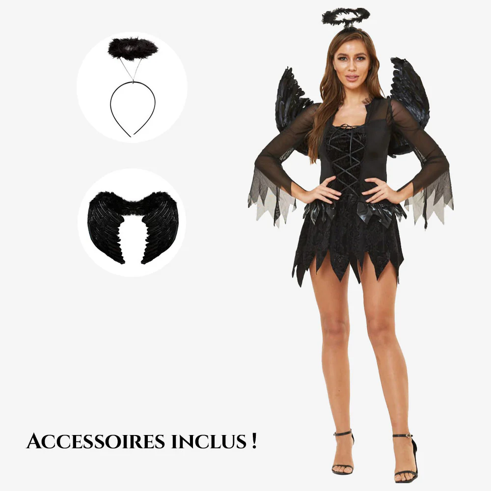 Déguisement d’ange noir pour femme