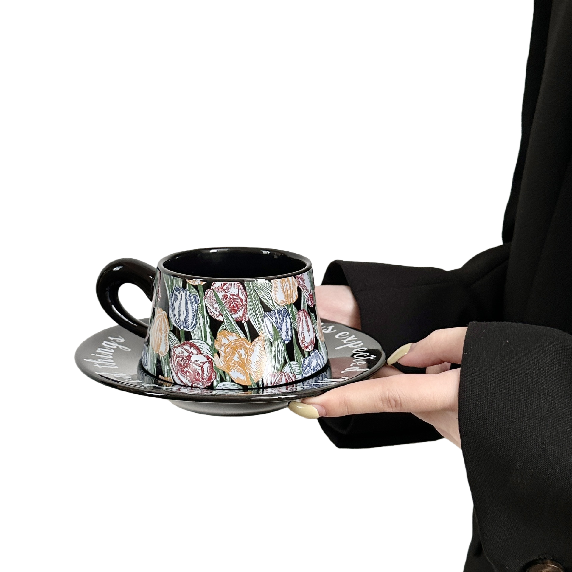 Tulip Pattern Tea Cup Set with Saucer