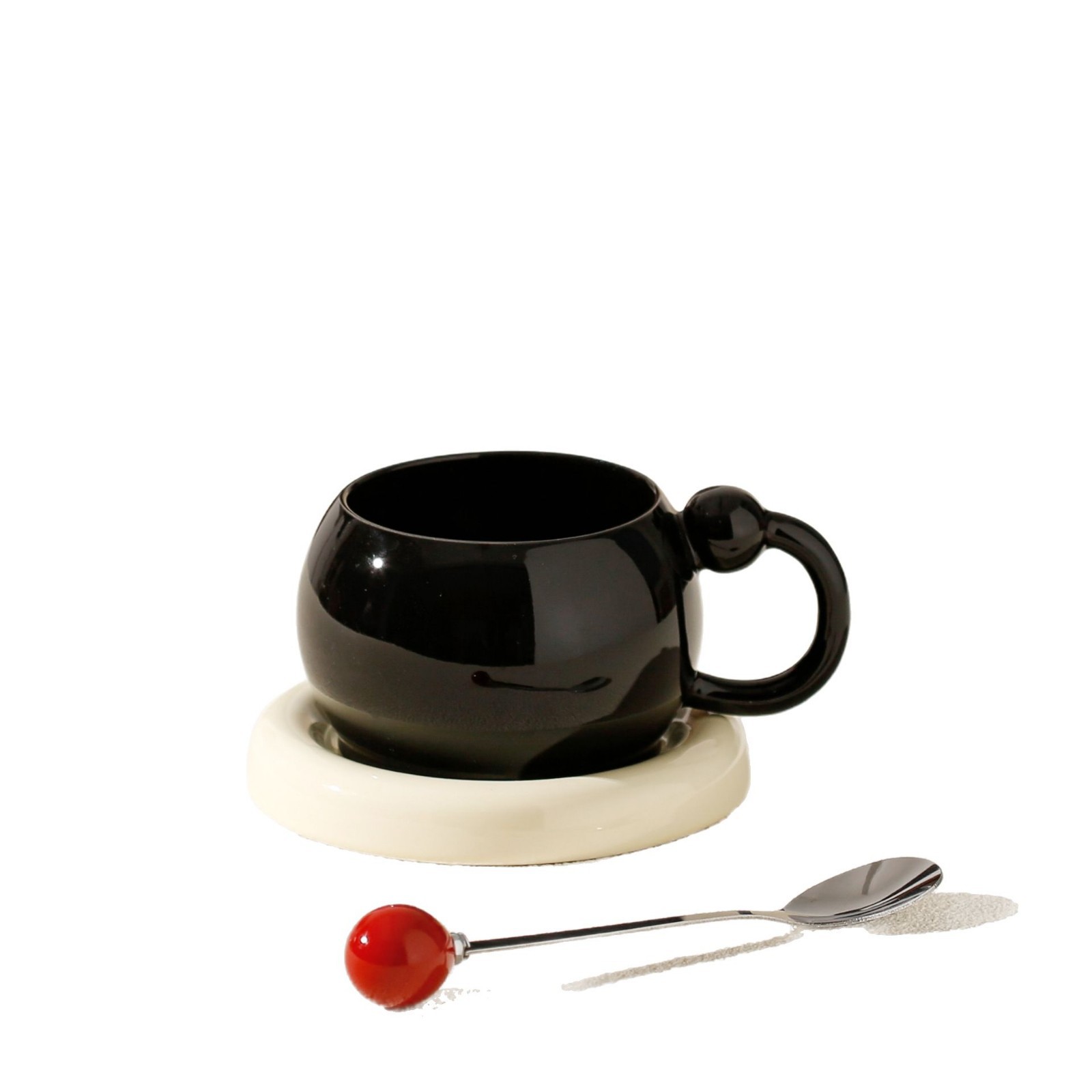 Round Mug Set with Saucer and Spoon