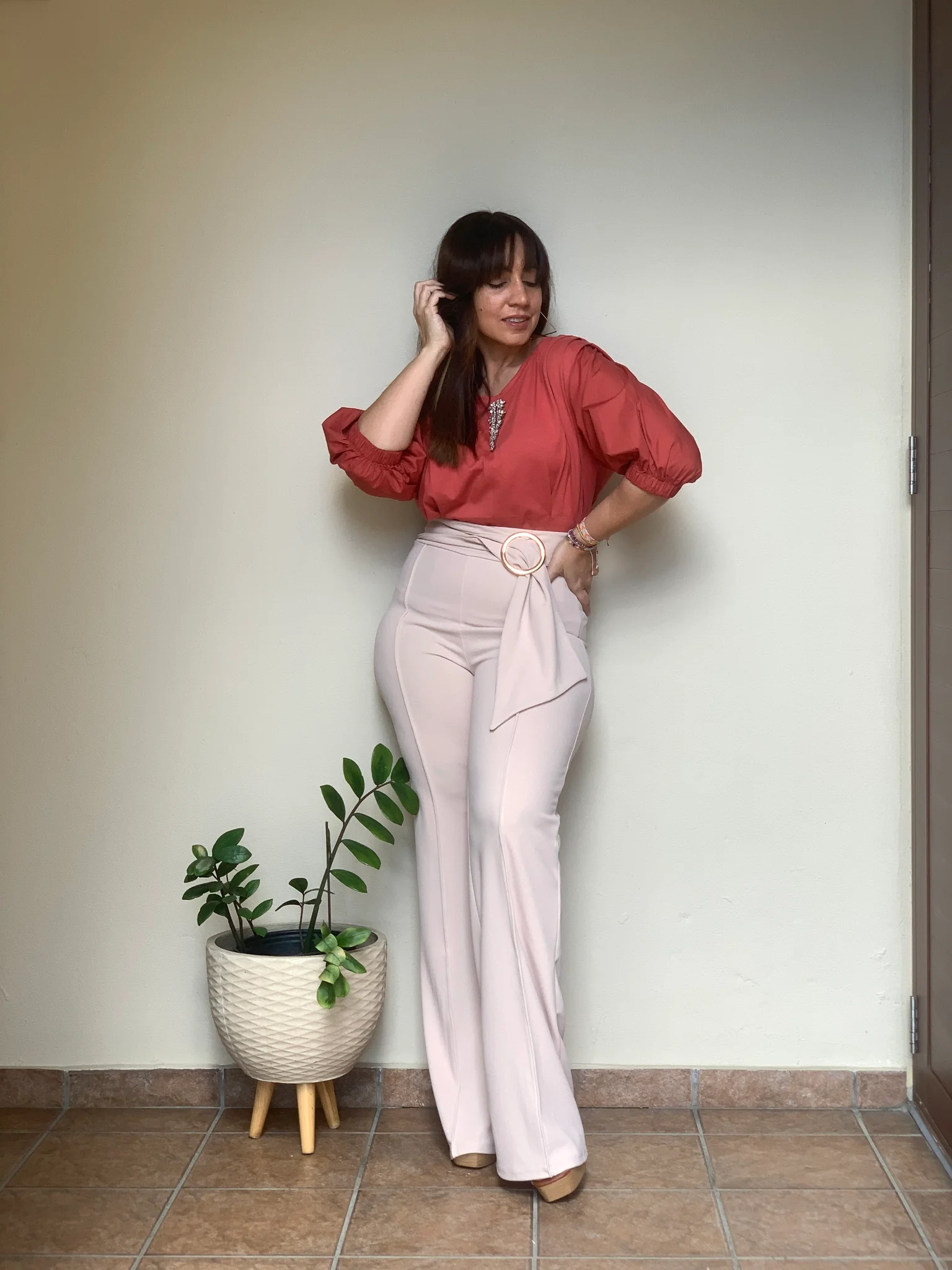 Beige High Waist Pants - WINOKJZ