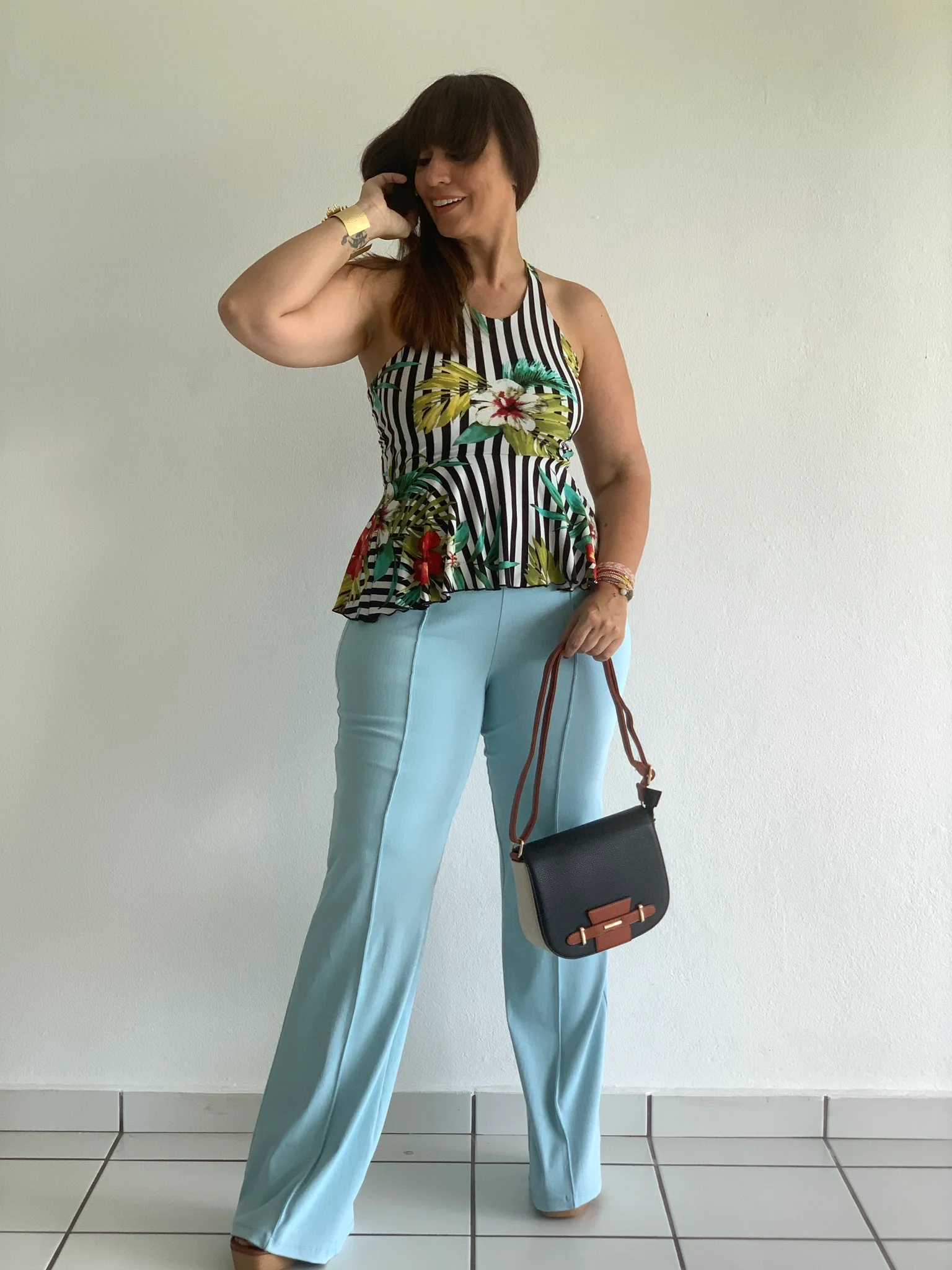 Tropical Stripe Blouse - WINOKJZ