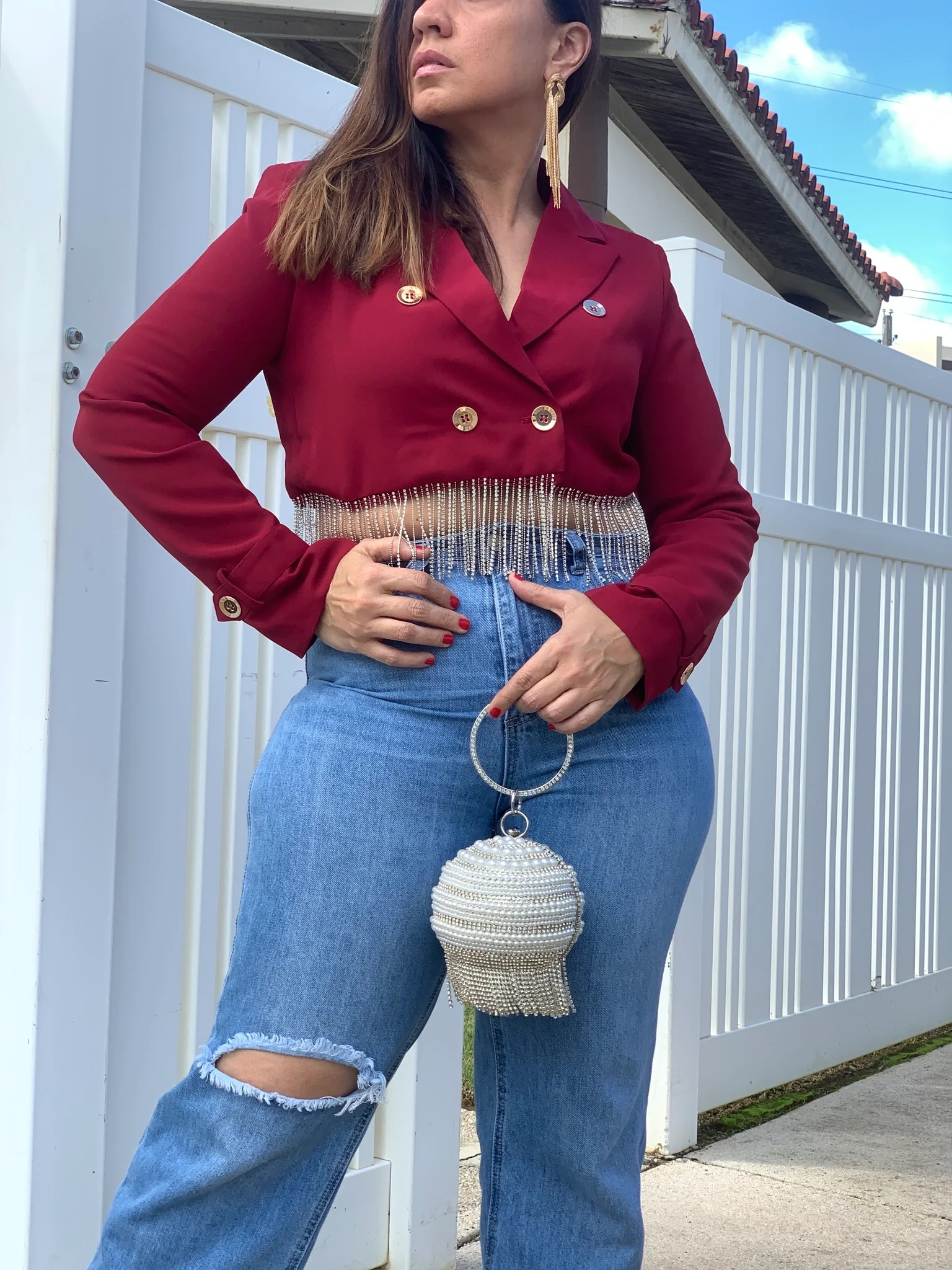 Red Crop Blazer - WINOKJZ