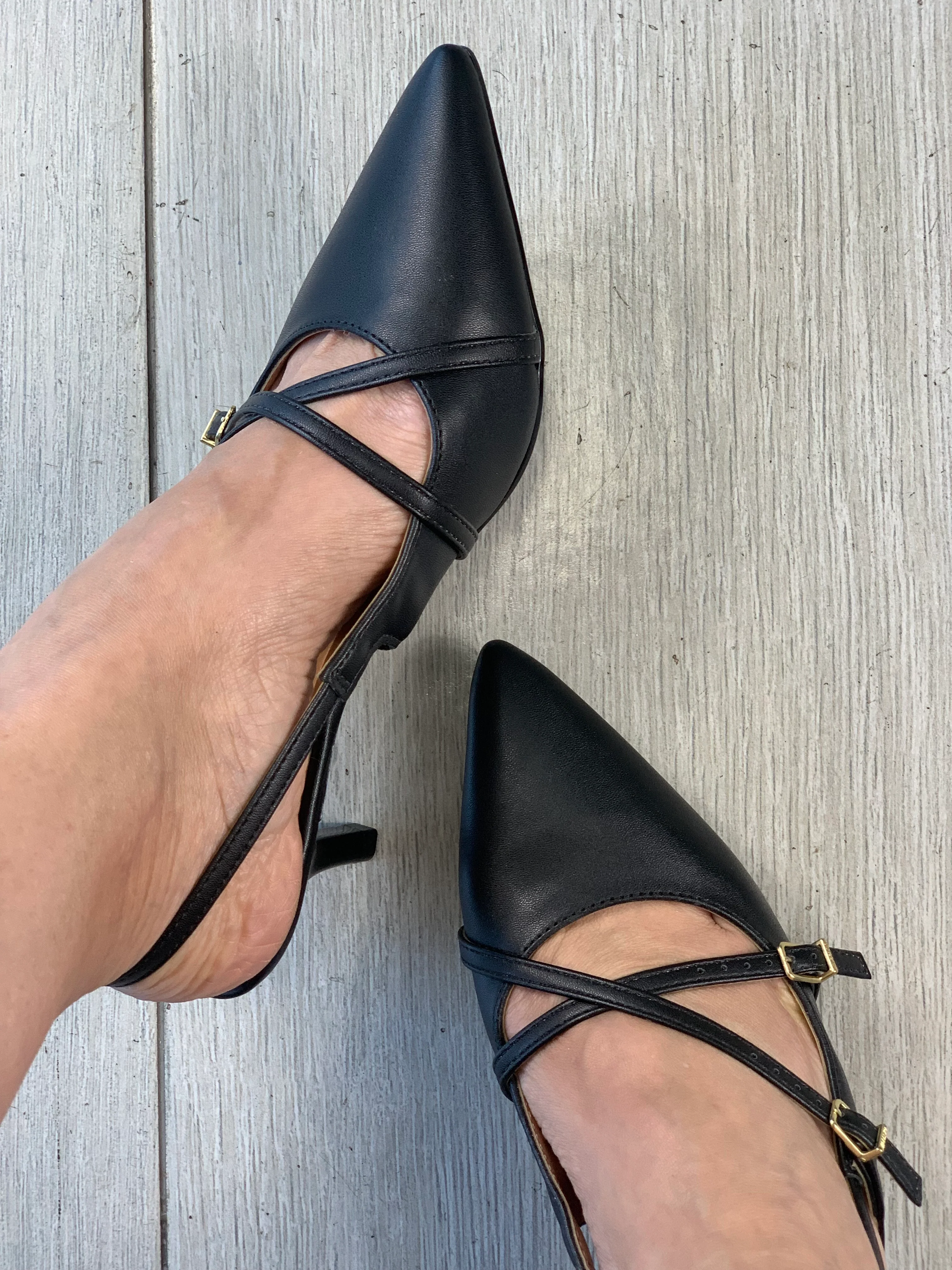 Black 1�� Multi Straps Heels - WINOKJZ