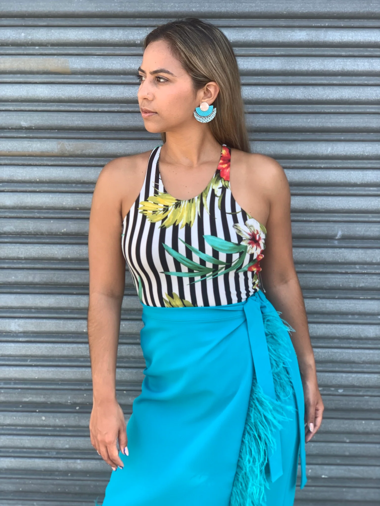 Tropical Stripe Blouse - WINOKJZ