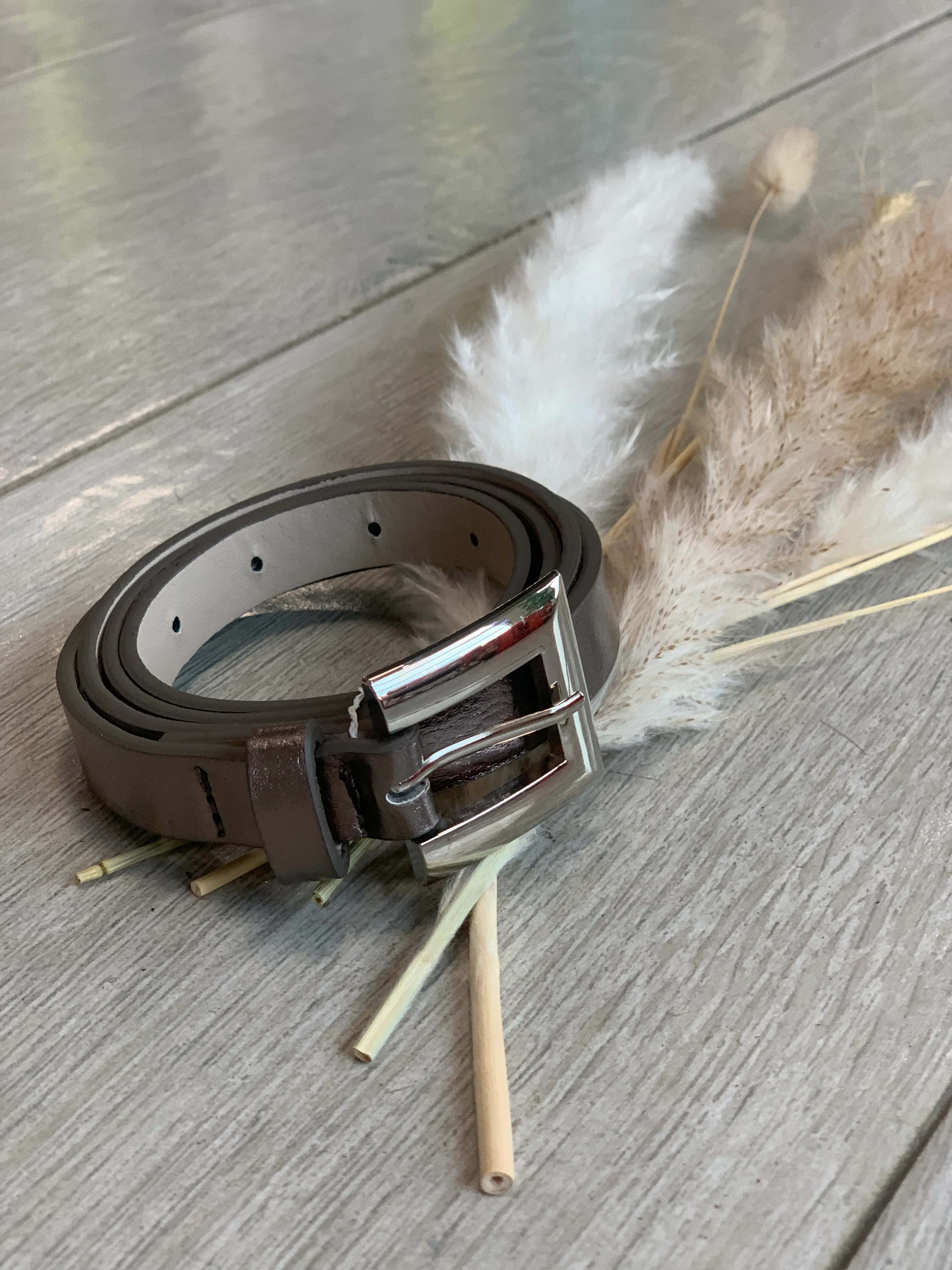 Pewter Skinny Belt - WINOKJZ