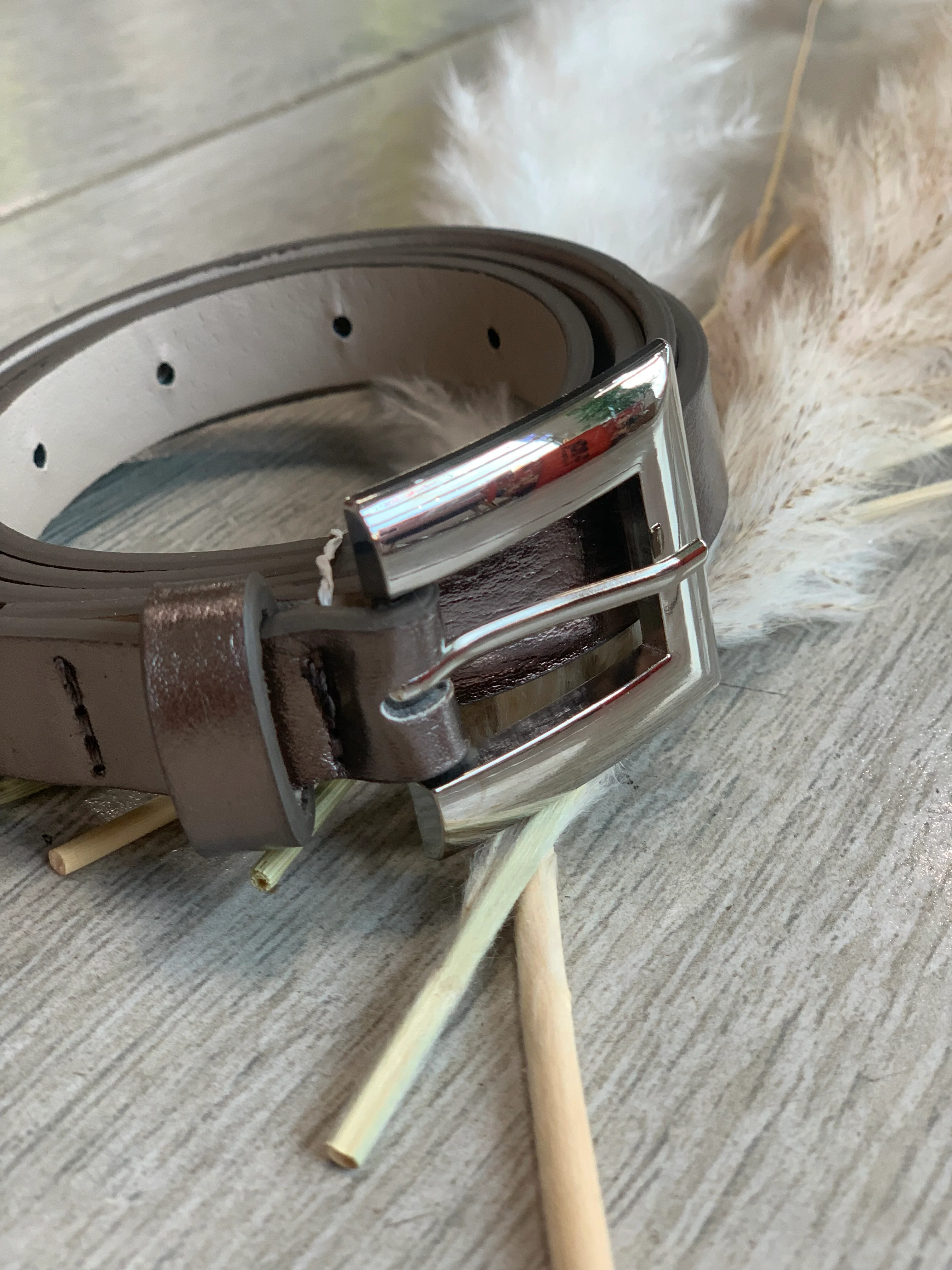 Pewter Skinny Belt - WINOKJZ