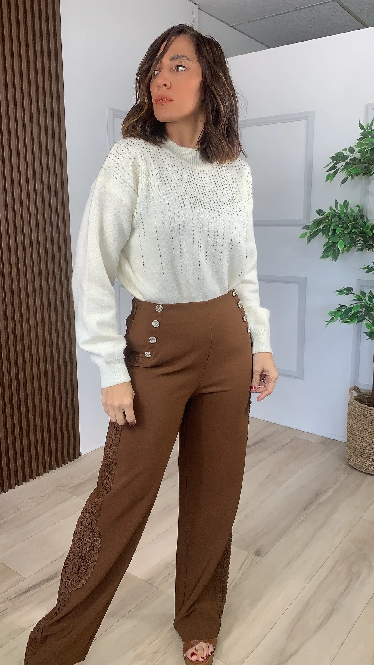 Mies Brown Pants - WINOKJZ