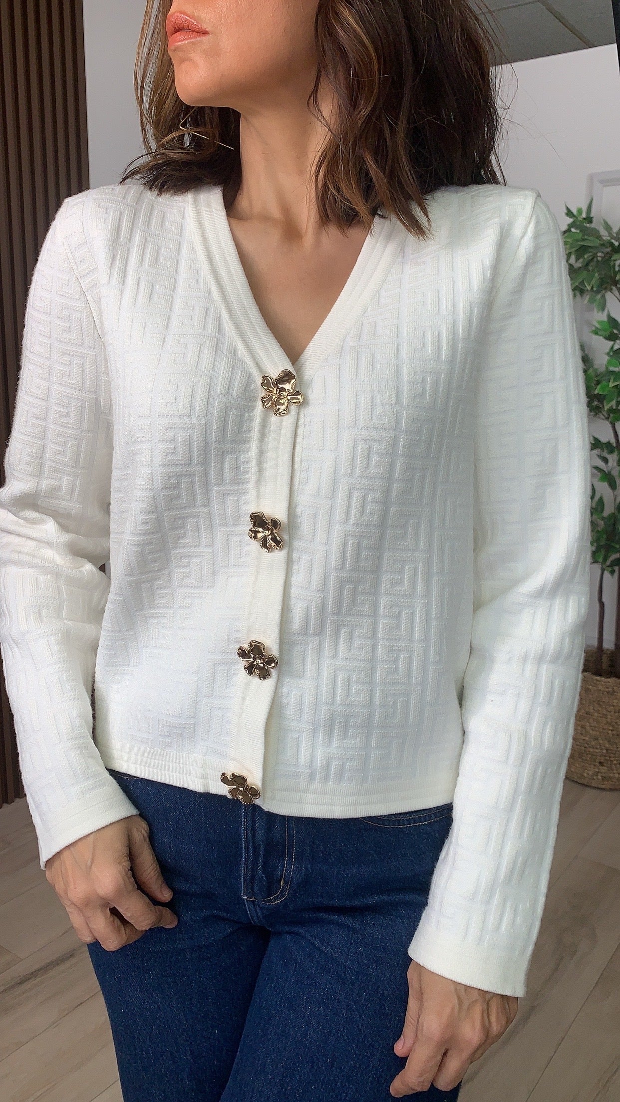 Afán White Sweater - WINOKJZ