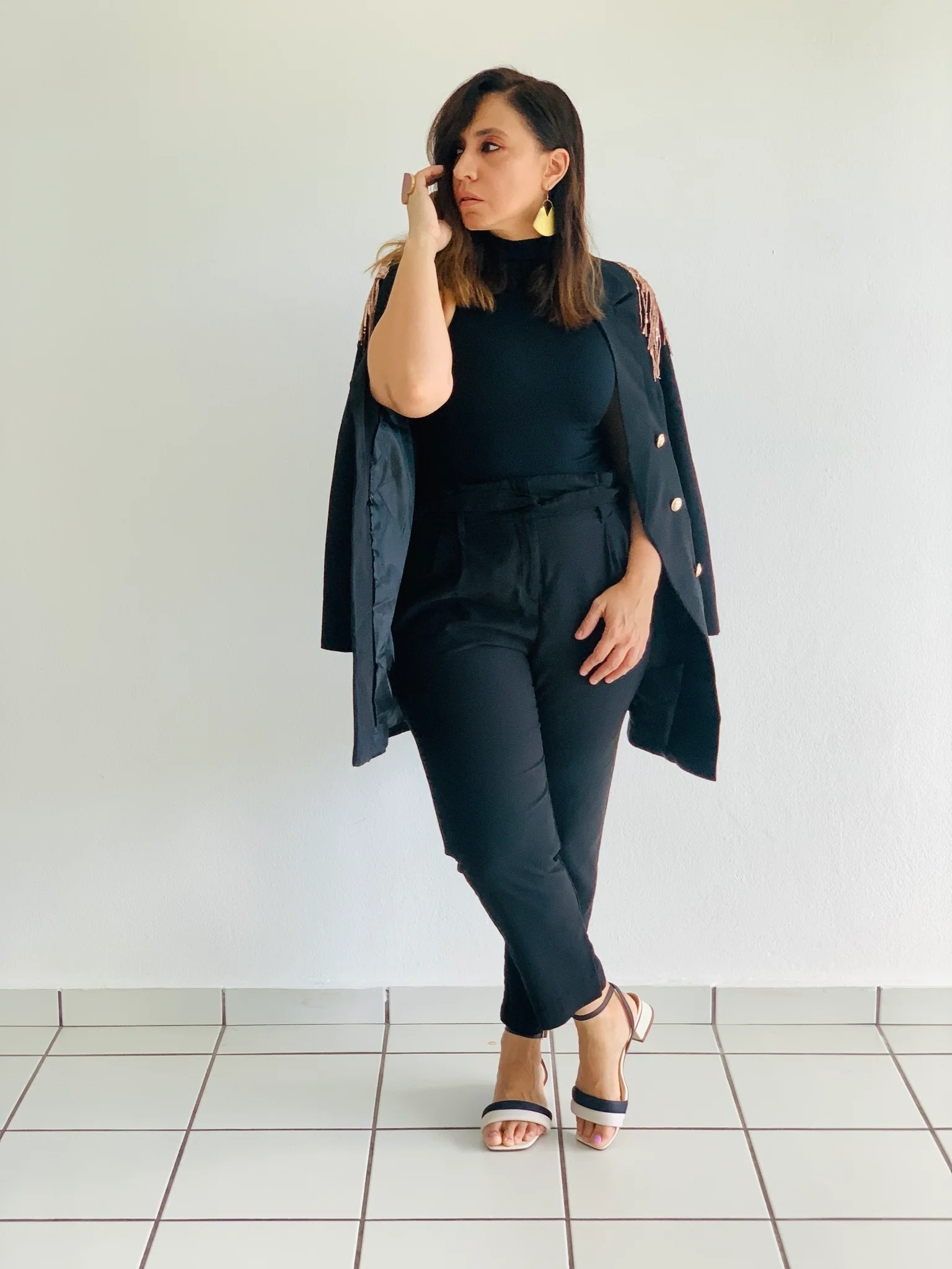 Sparkle Detail Black Blazer - WINOKJZ