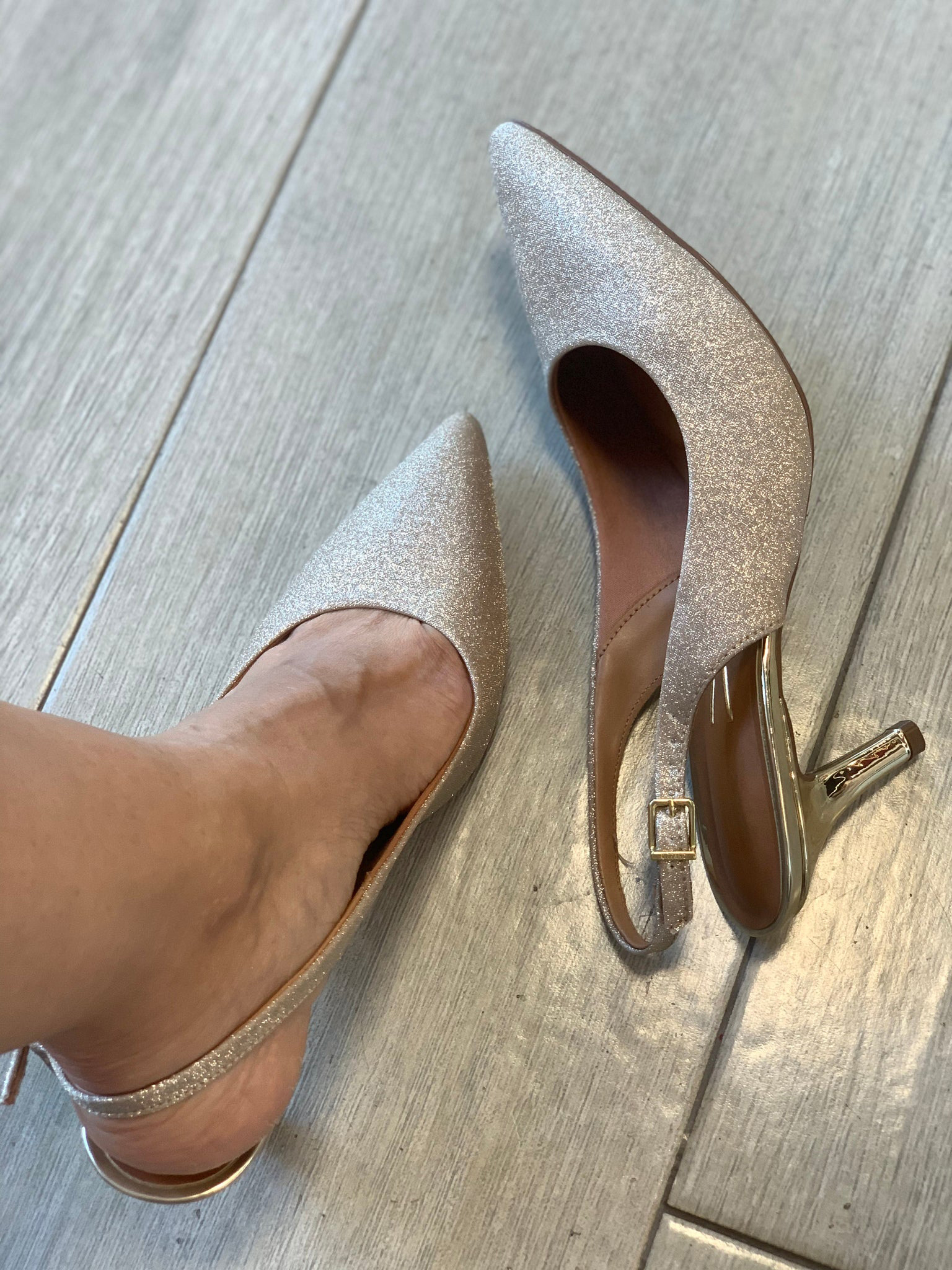 Gold Glitter 2.5�� Heels - WINOKJZ