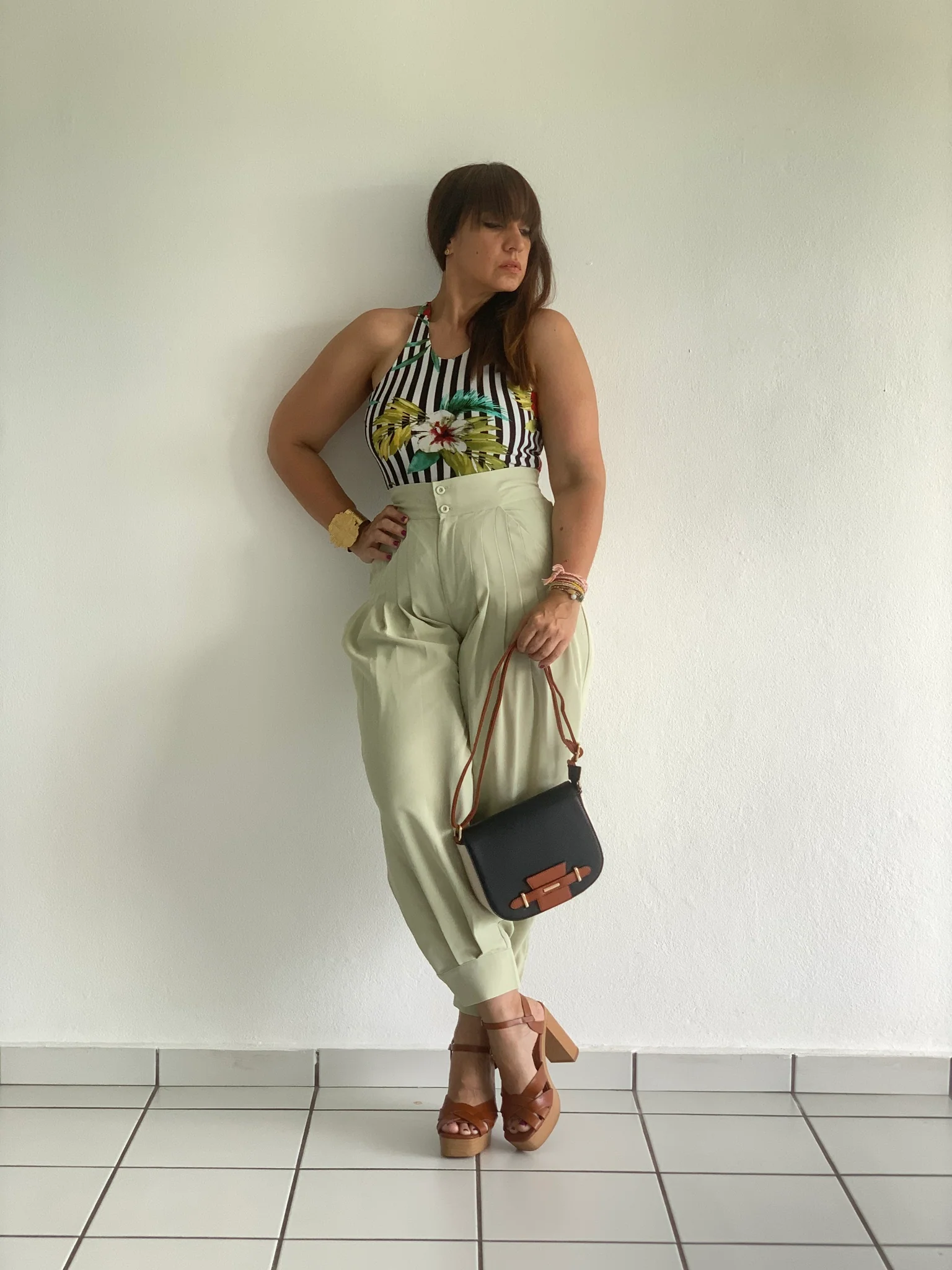 Tropical Stripe Blouse - WINOKJZ