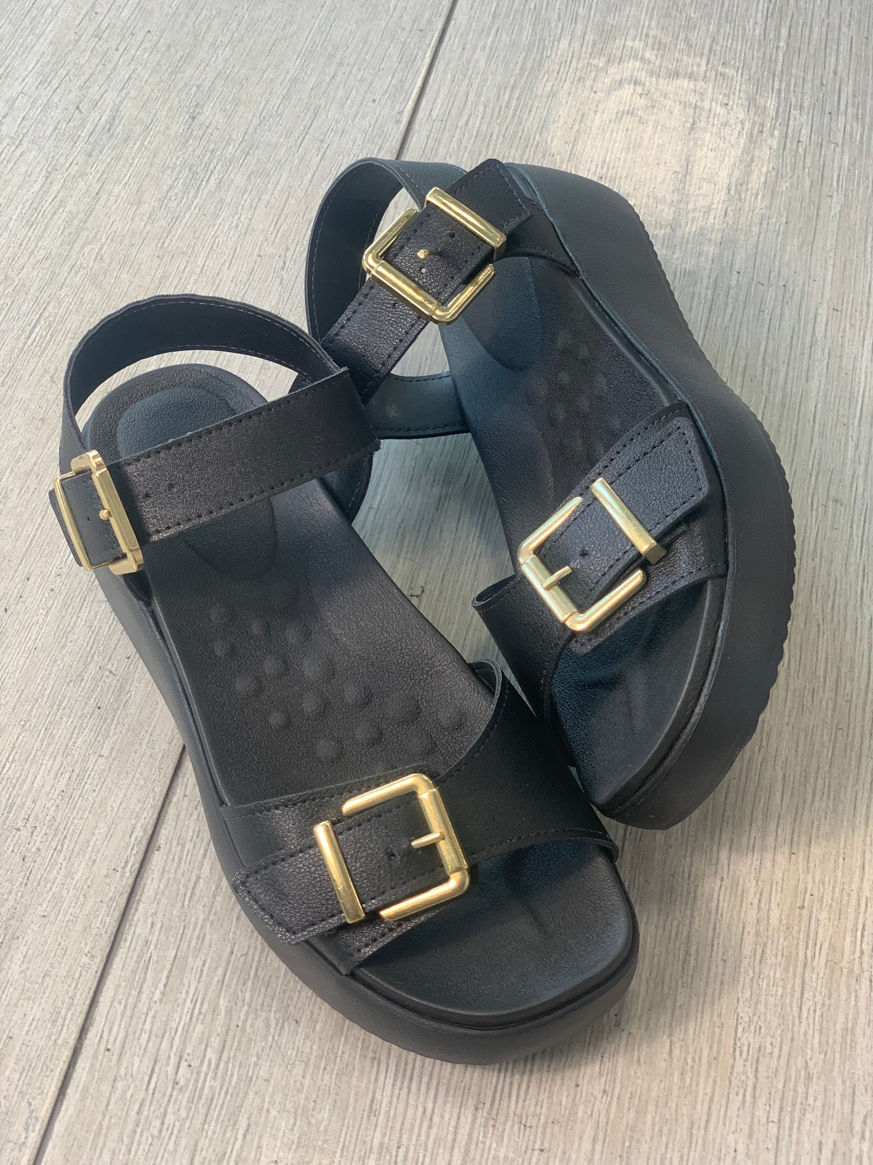 Floather Black Sandals - WINOKJZ