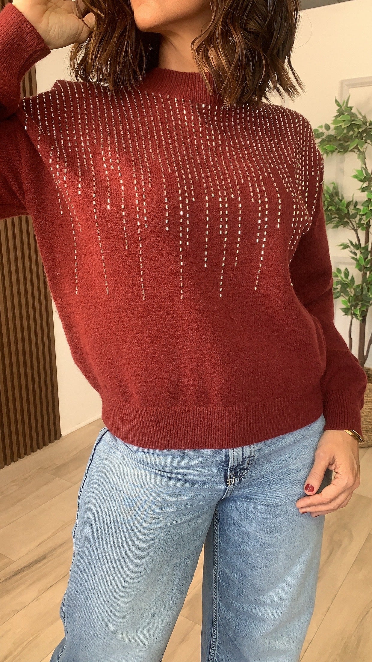 Semilla Burgundy Sweater - WINOKJZ