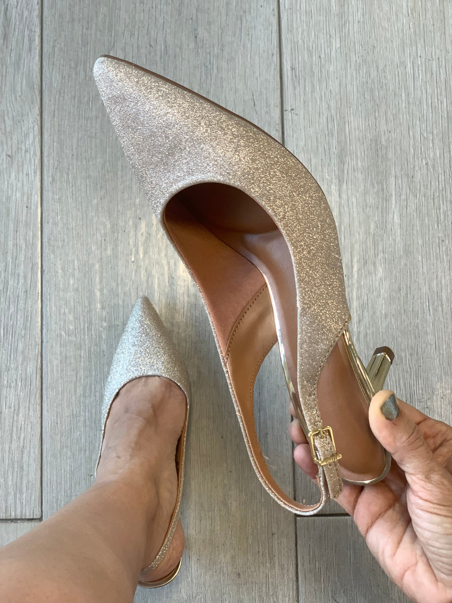 Gold Glitter 2.5�� Heels - WINOKJZ