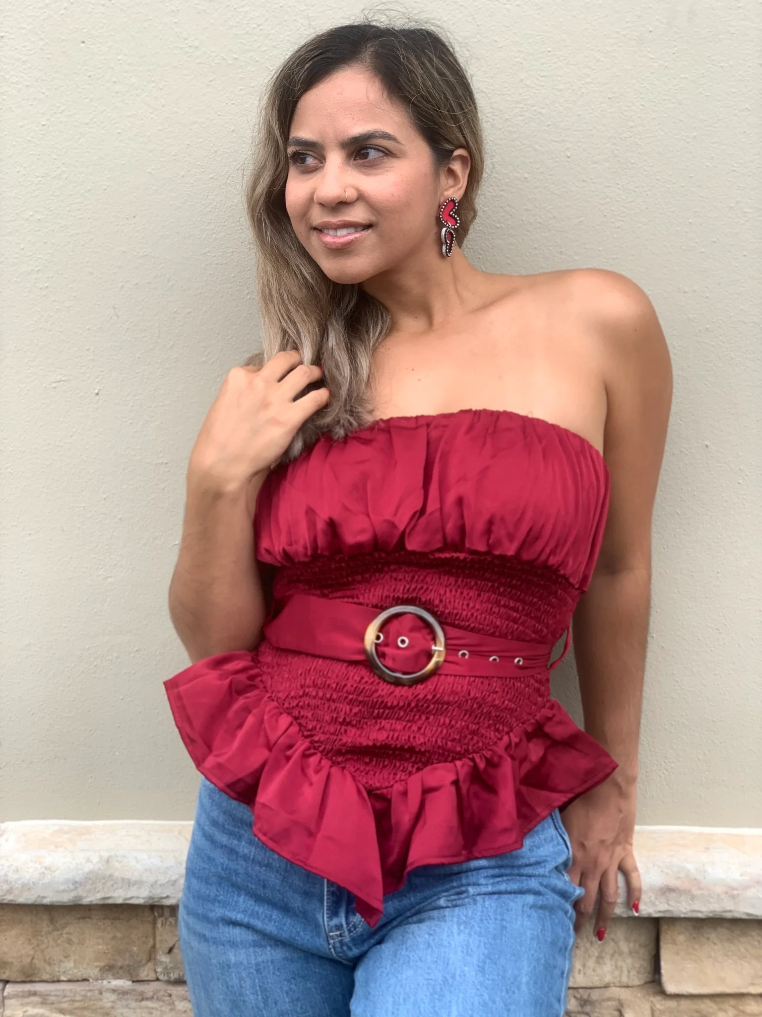 Brick Blouse - WINOKJZ