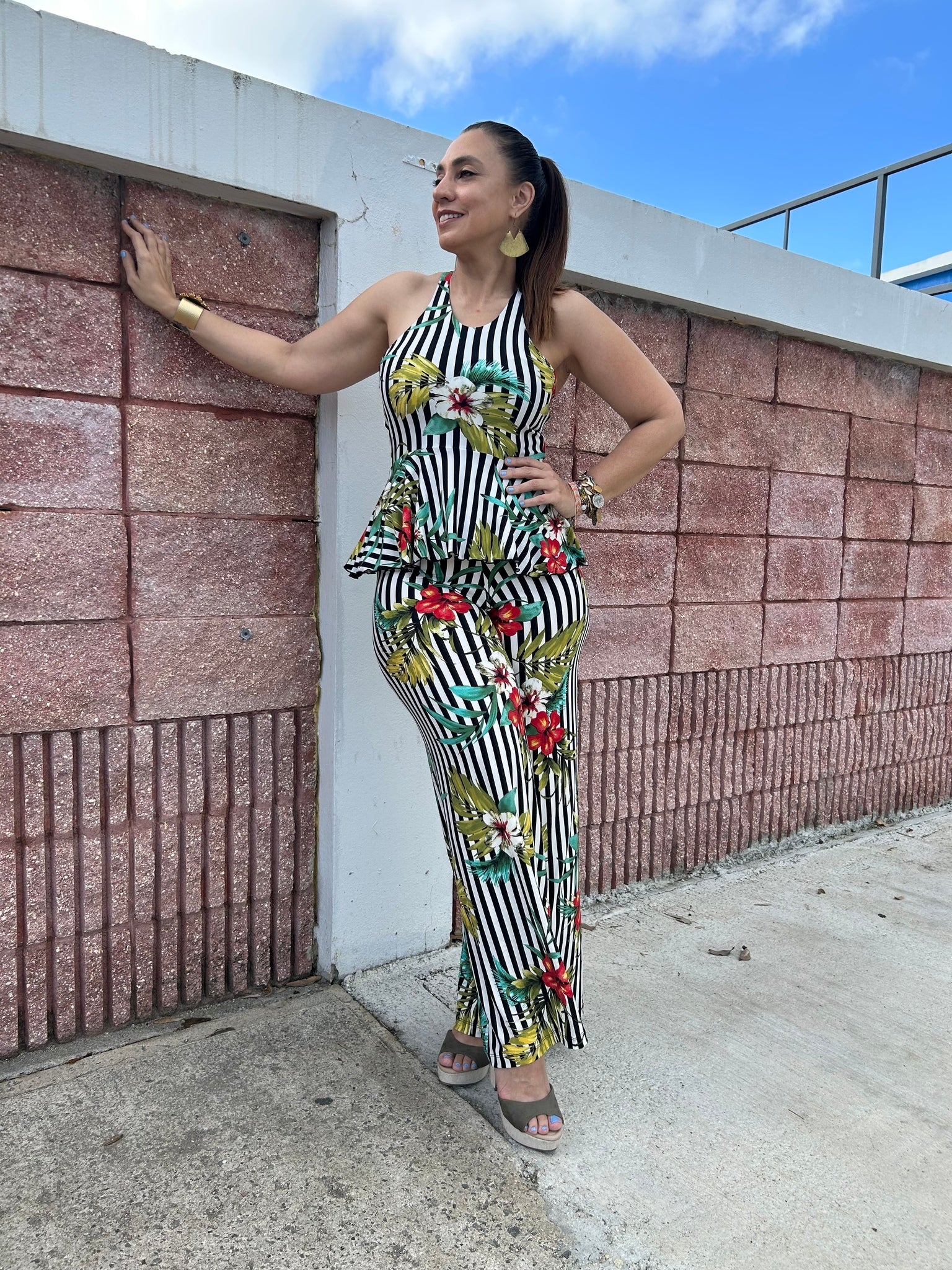 Tropical Stripe Blouse - WINOKJZ