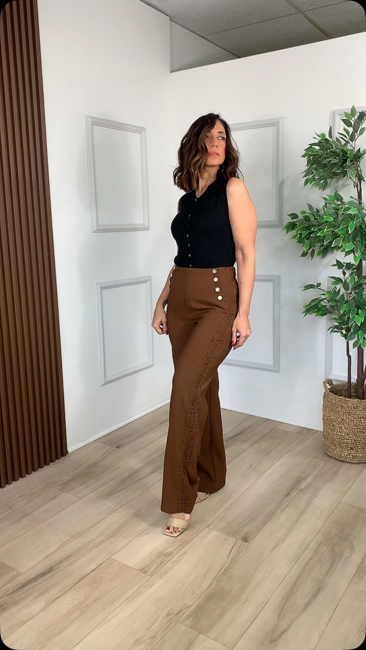 Mies Brown Pants - WINOKJZ