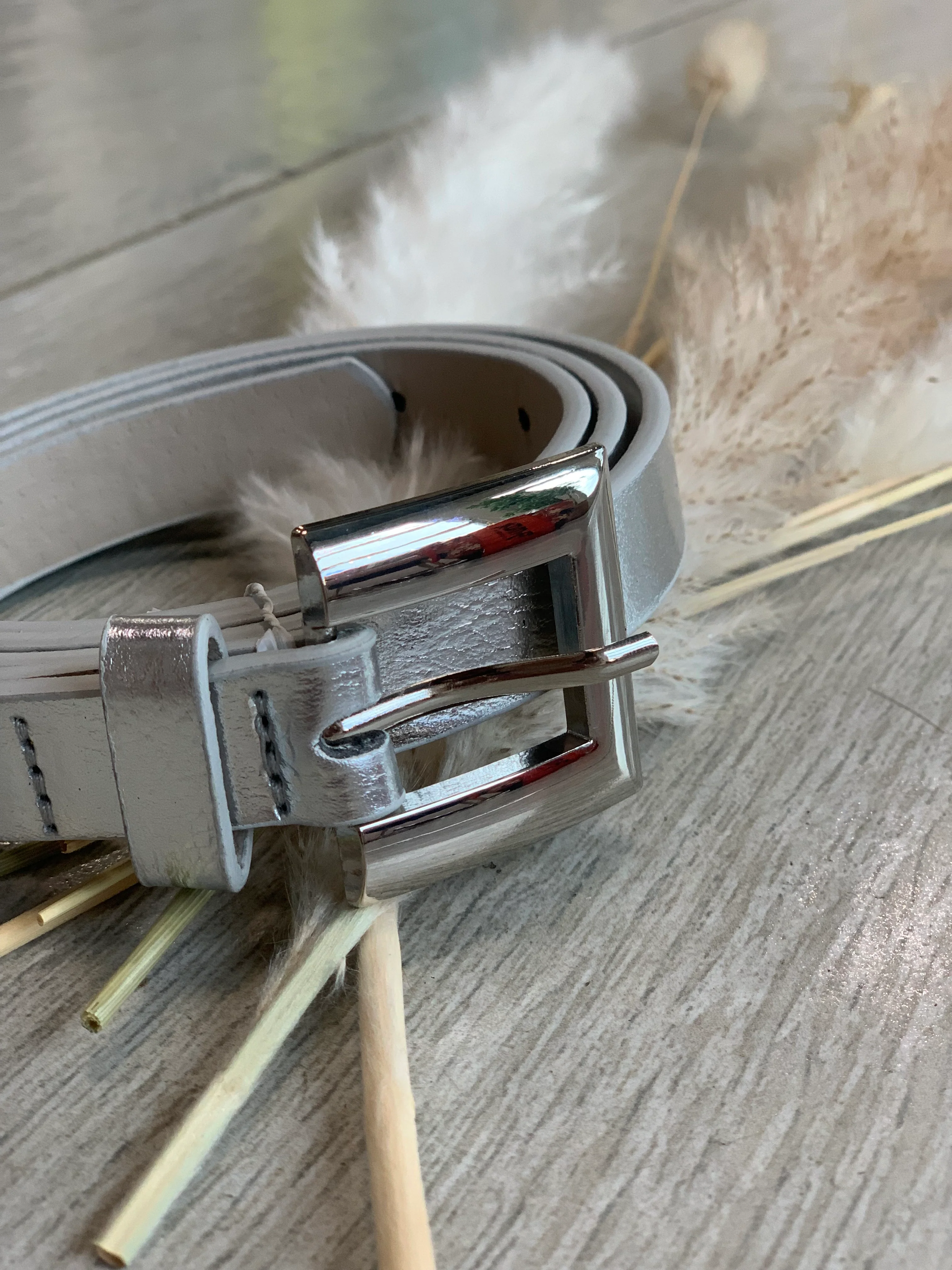 Silver Skinny Belt - WINOKJZ