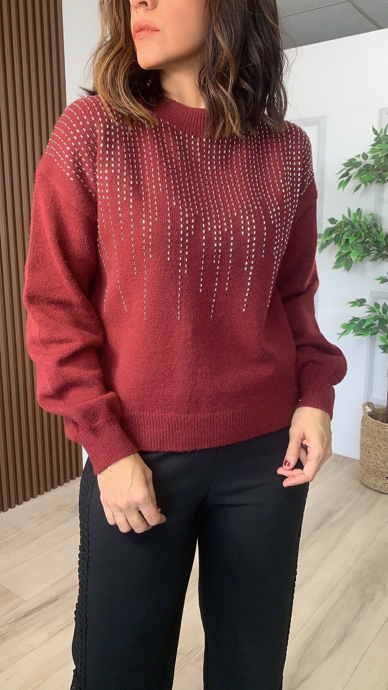 Semilla Burgundy Sweater - WINOKJZ