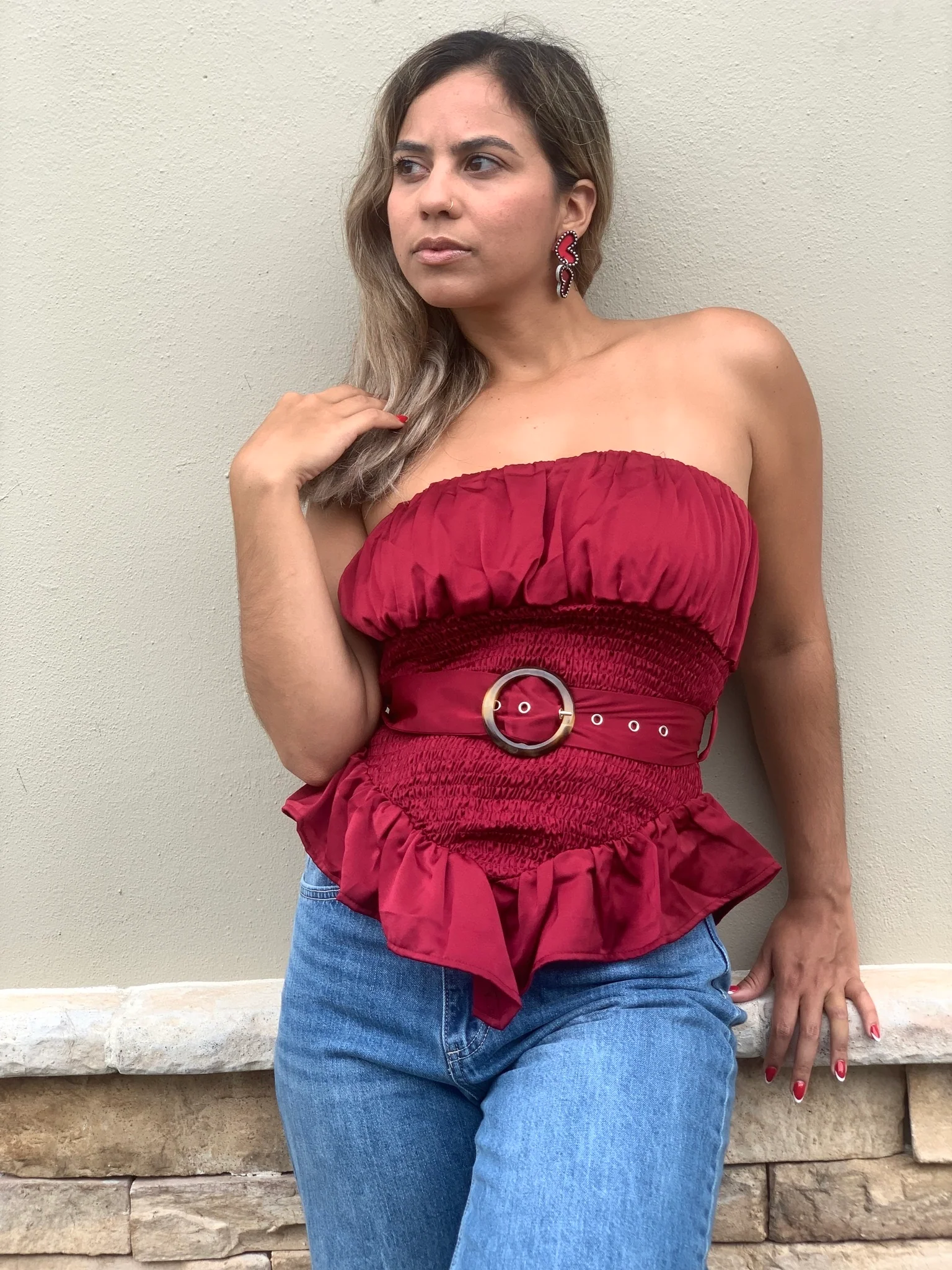 Brick Blouse - WINOKJZ