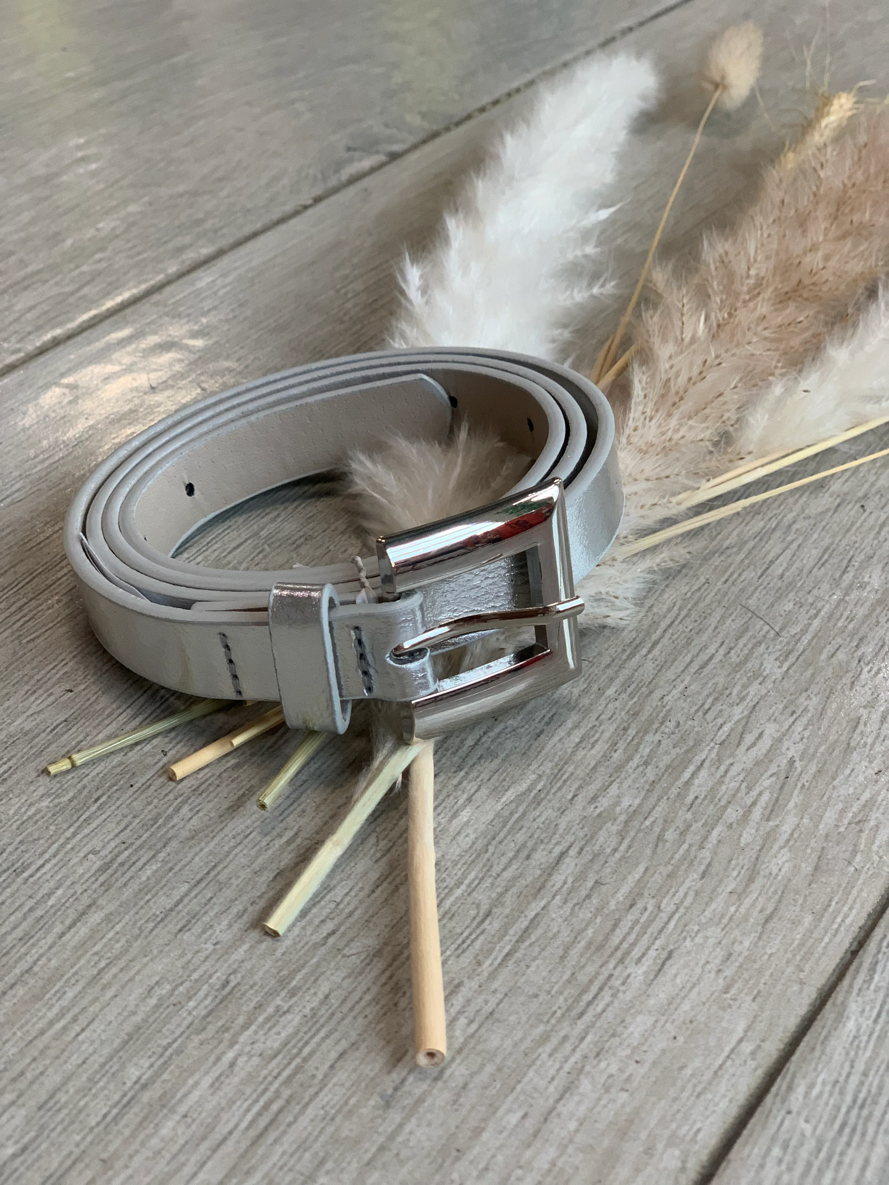 Silver Skinny Belt - WINOKJZ