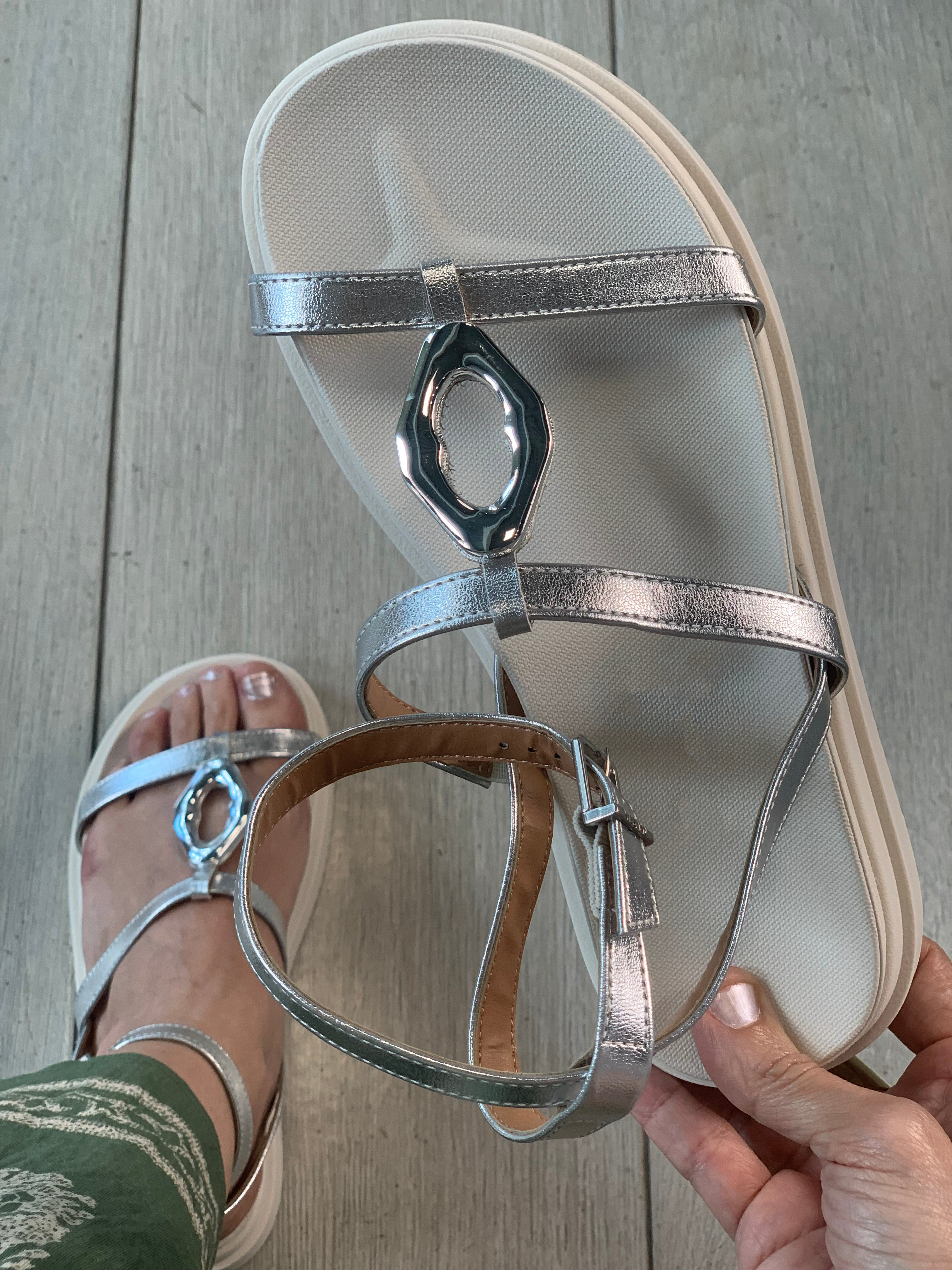 Silver Chunky Sandals - WINOKJZ