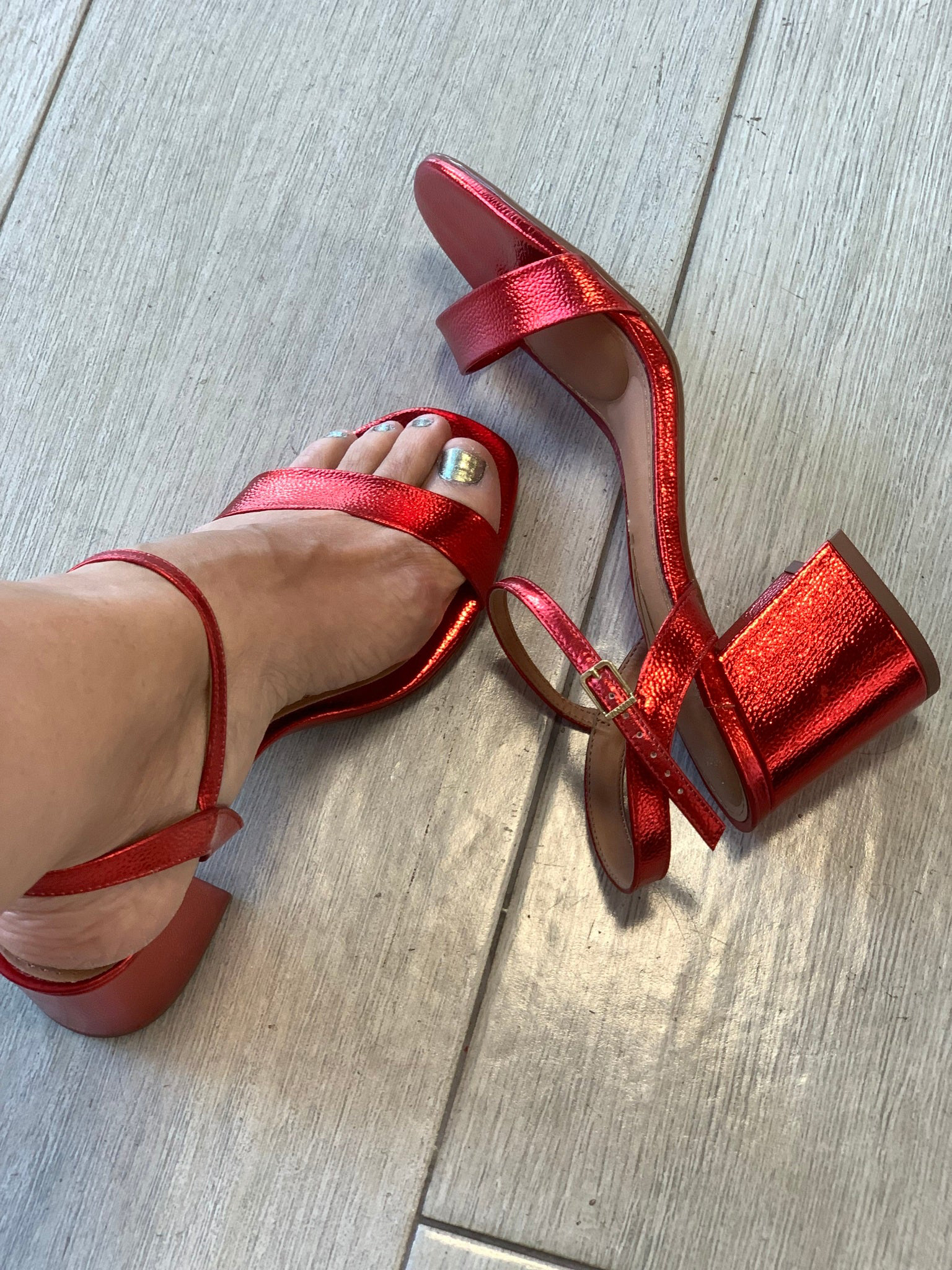 2�� Red Square Heel Sandals - WINOKJZ