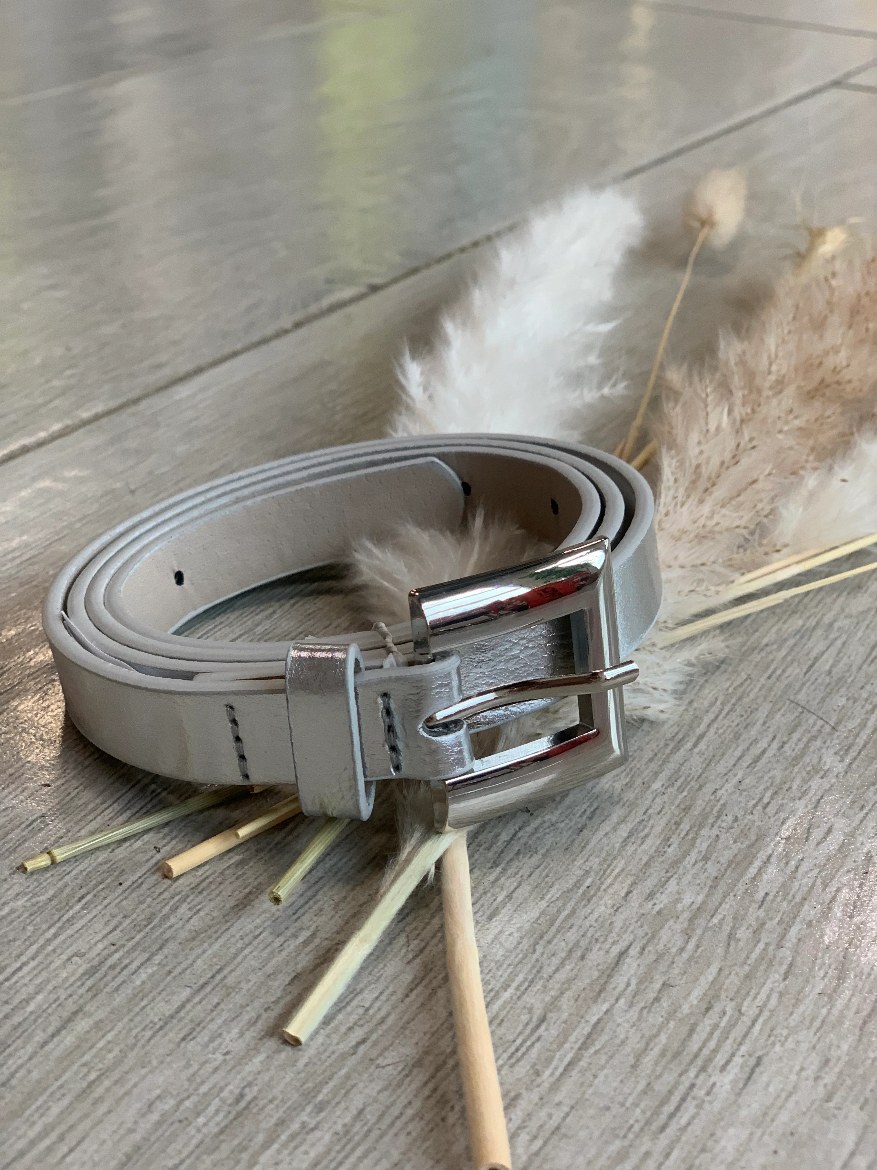 Silver Skinny Belt - WINOKJZ