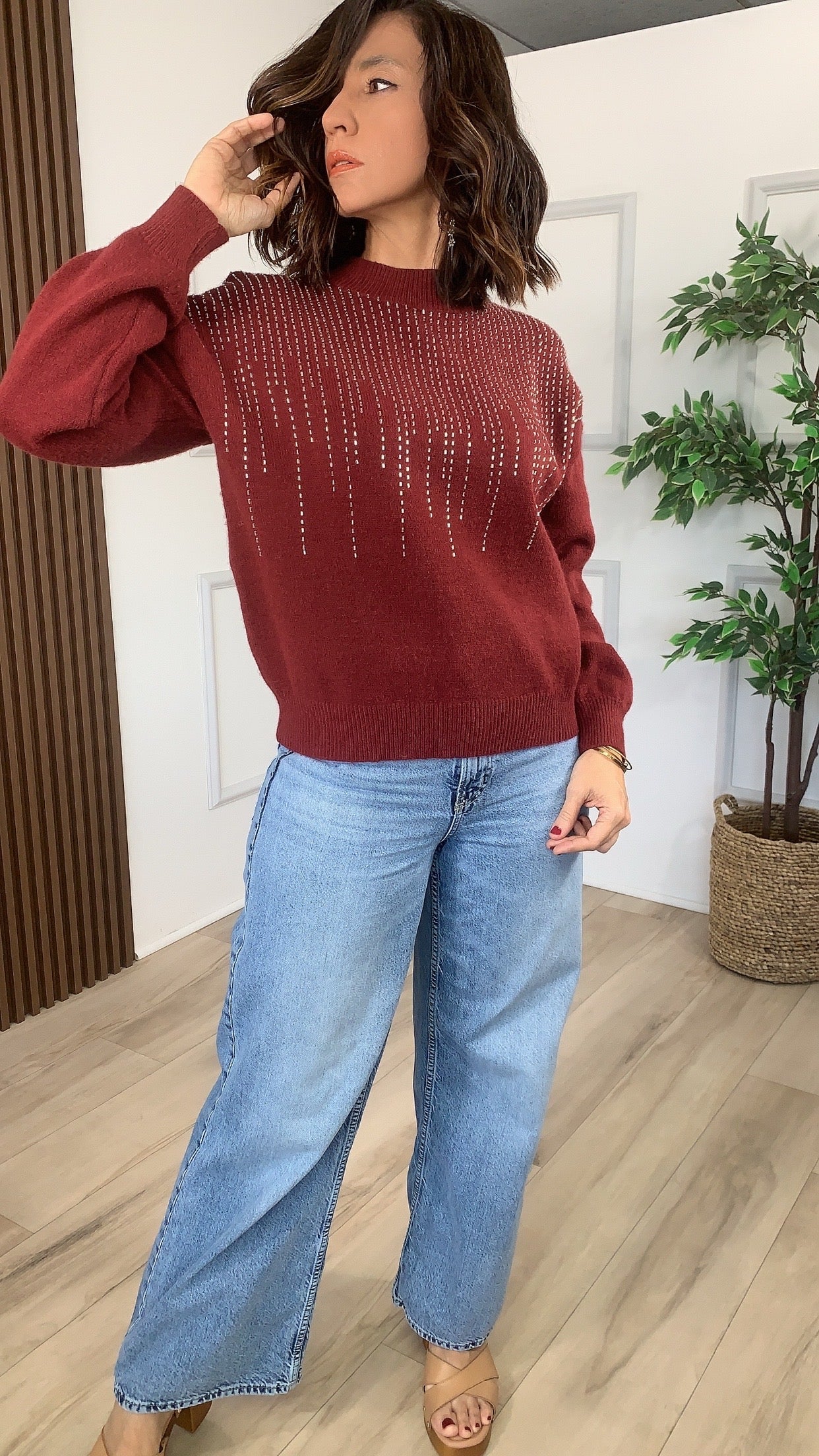 Semilla Burgundy Sweater - WINOKJZ