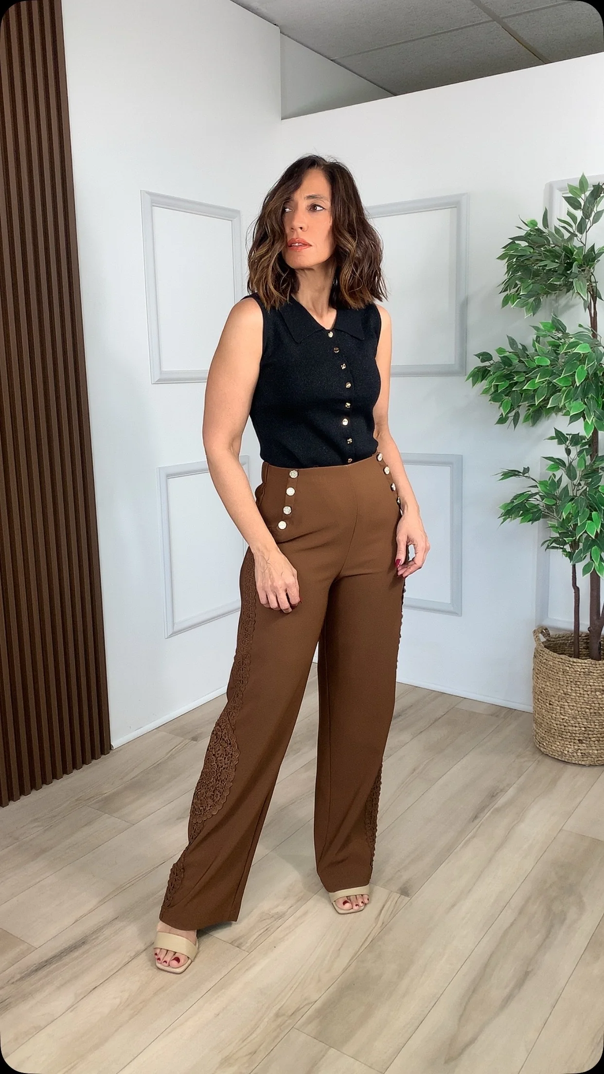 Mies Brown Pants - WINOKJZ