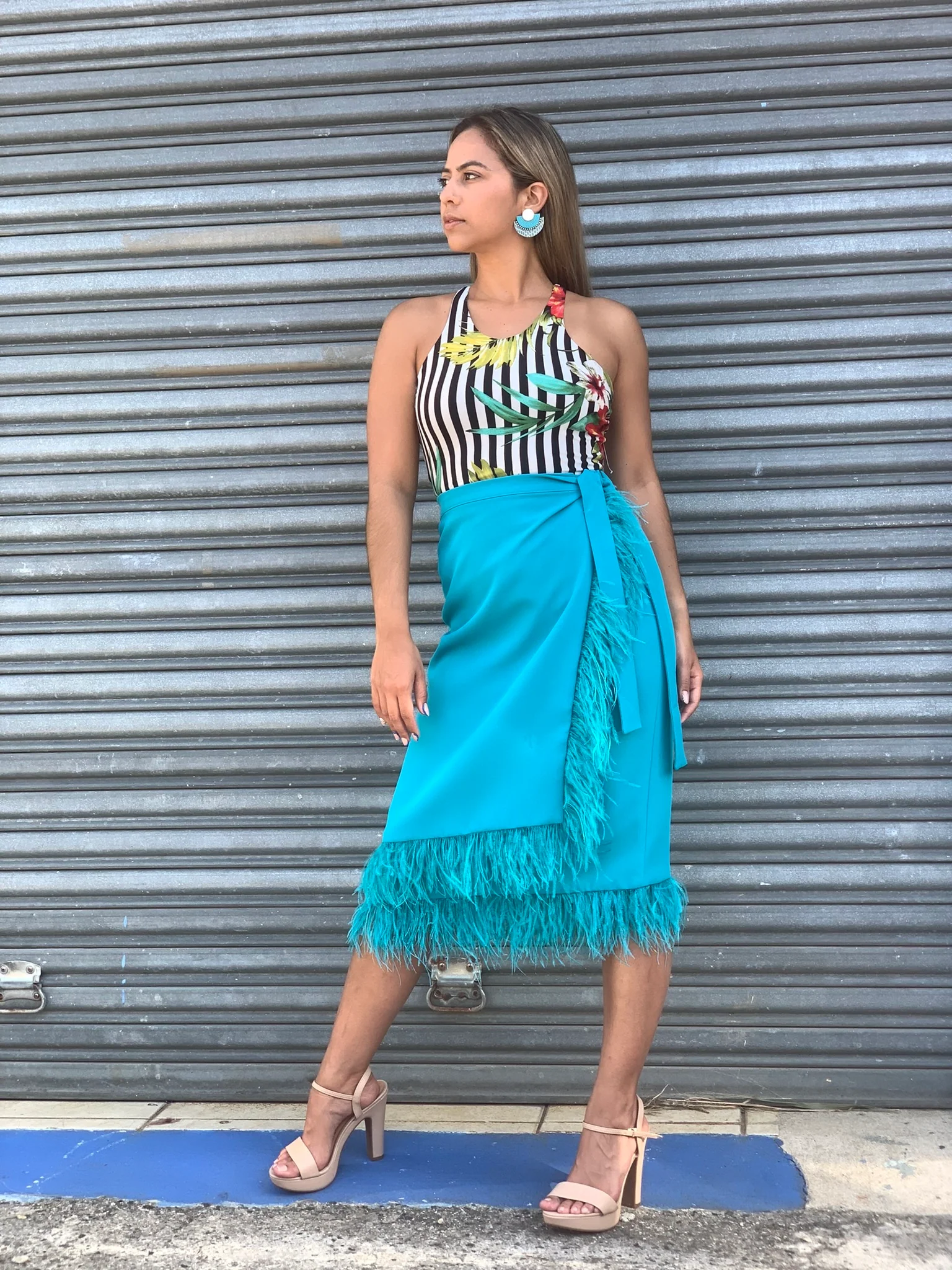 Tropical Stripe Blouse - WINOKJZ